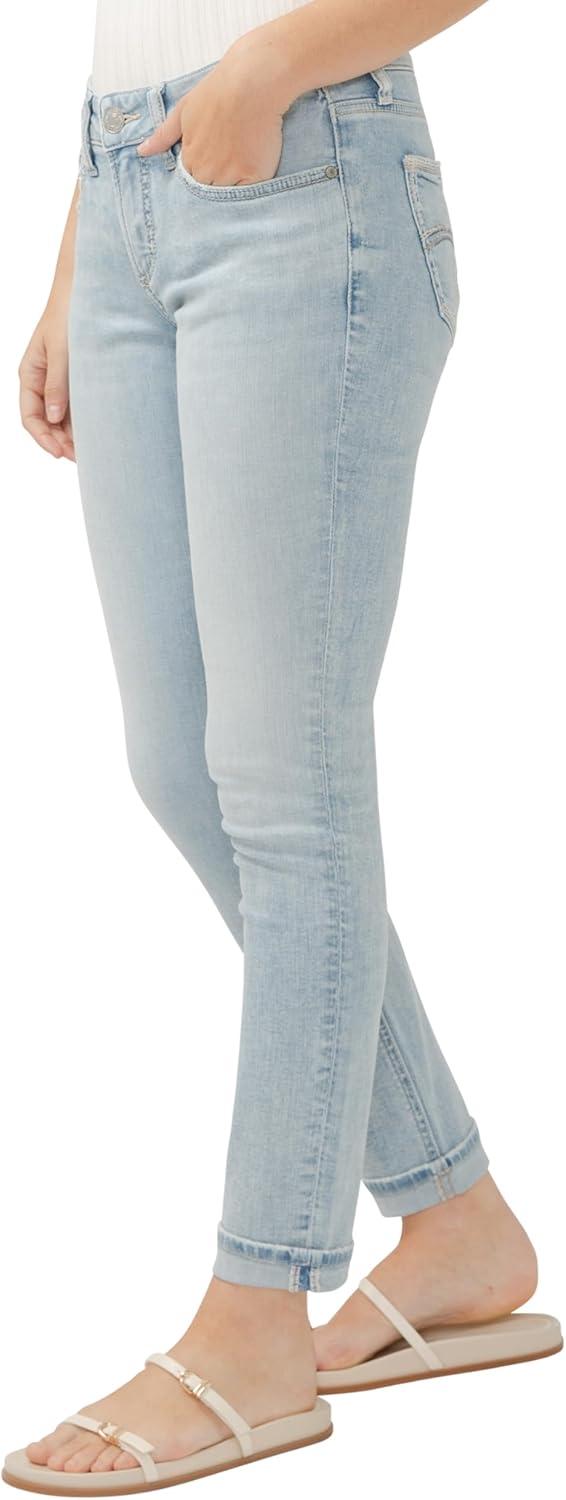 image:imageSilver Jeans Co Girlfriend Mid Rise Skinny JeansLight Indigo Wash