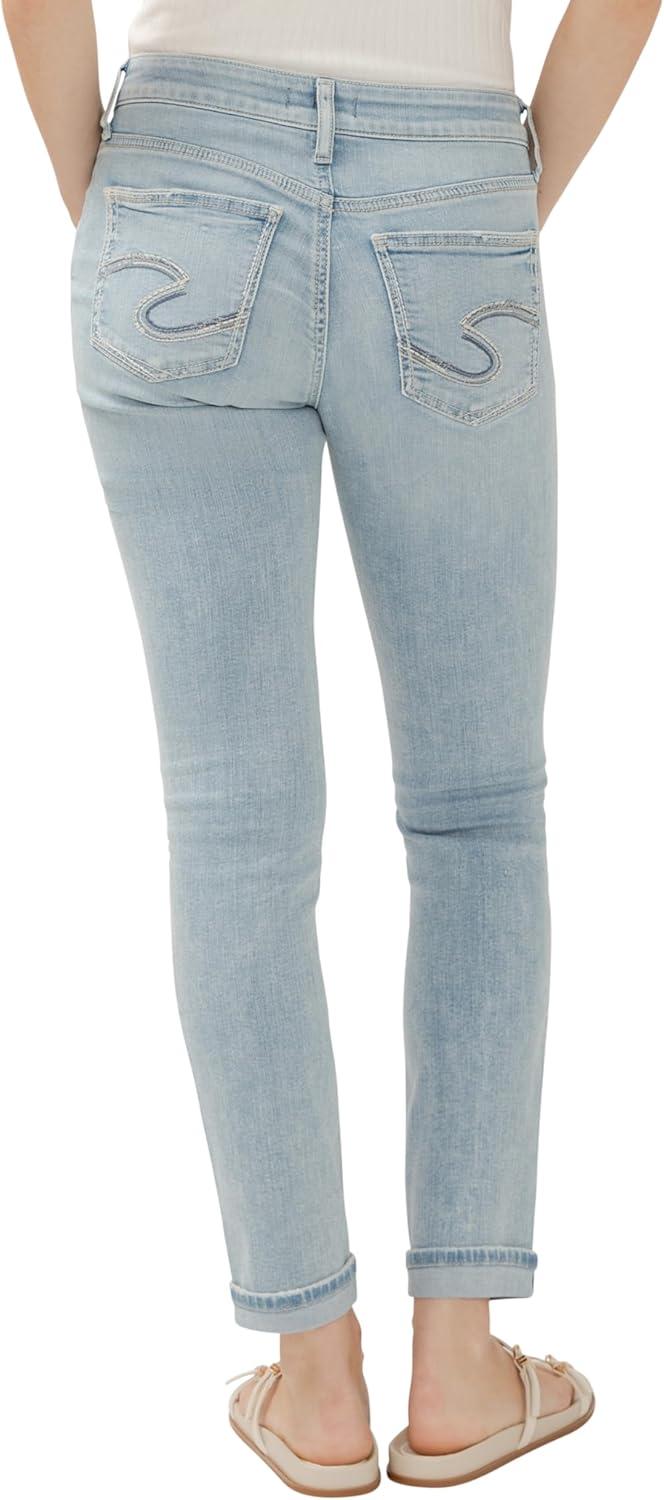 image:imageSilver Jeans Co Girlfriend Mid Rise Skinny JeansLight Indigo Wash