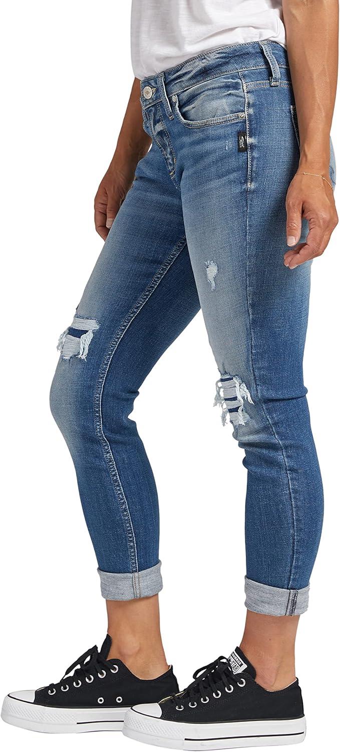 image:imageSilver Jeans Co Girlfriend Mid Rise Skinny JeansMed Wash Caa239