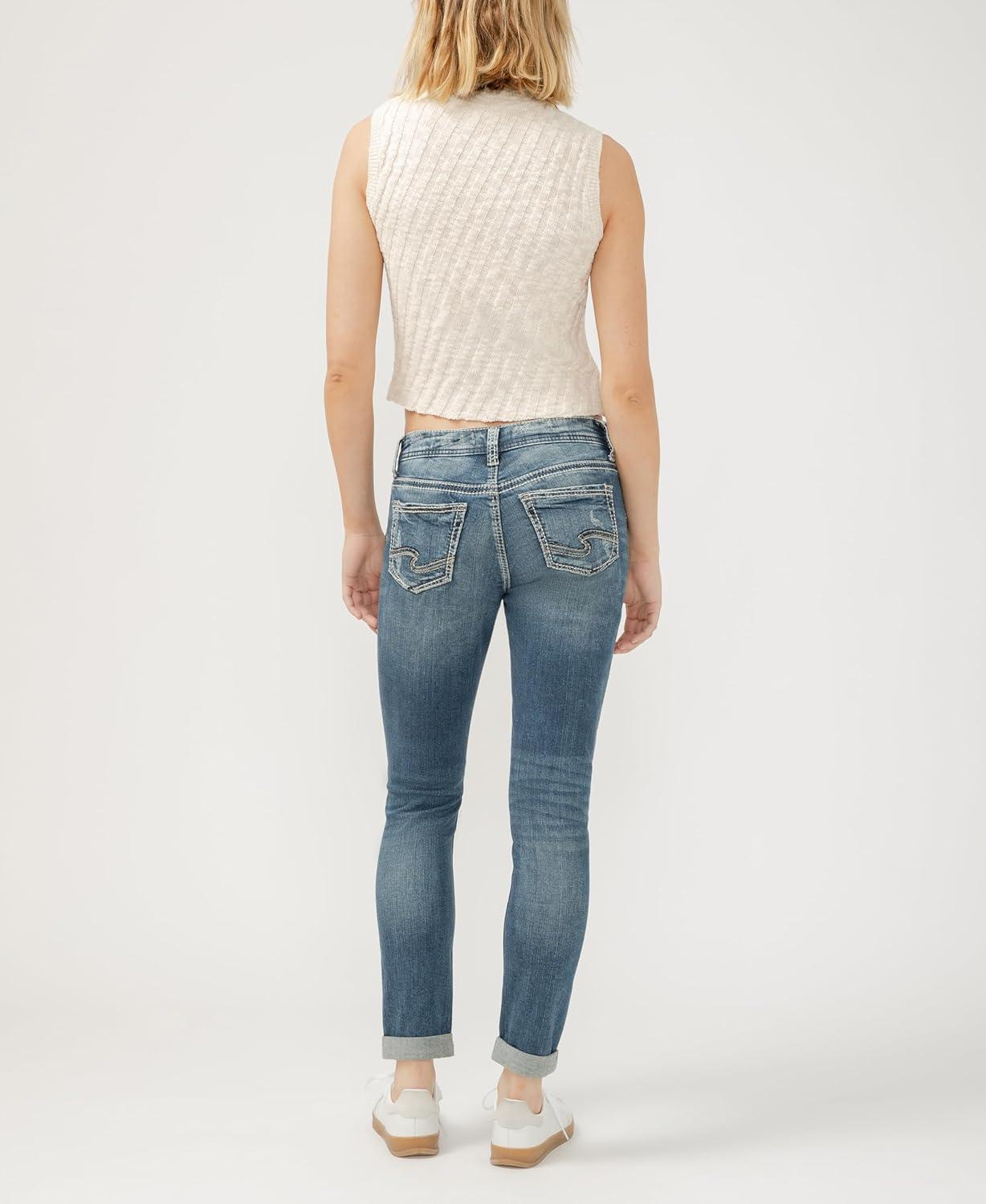 image:imageSilver Jeans Co Girlfriend Mid Rise Skinny JeansMedium Marble Wash
