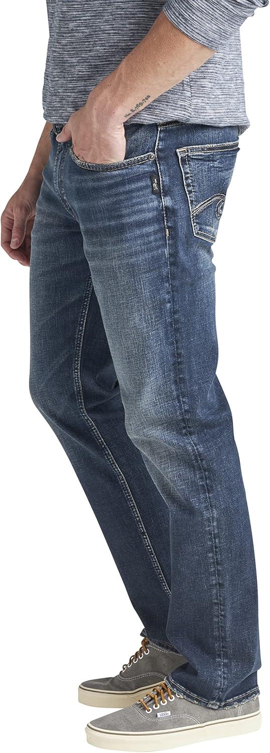 image:imageSilver Jeans Co Mens Allan Slim Fit Straight Leg JeansFaded Dark Rinse