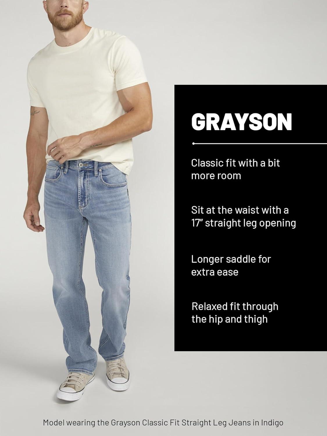 image:imageSilver Jeans Co Mens Grayson Classic Fit Straight Leg Jeans Knit Flex 31W x 32L
