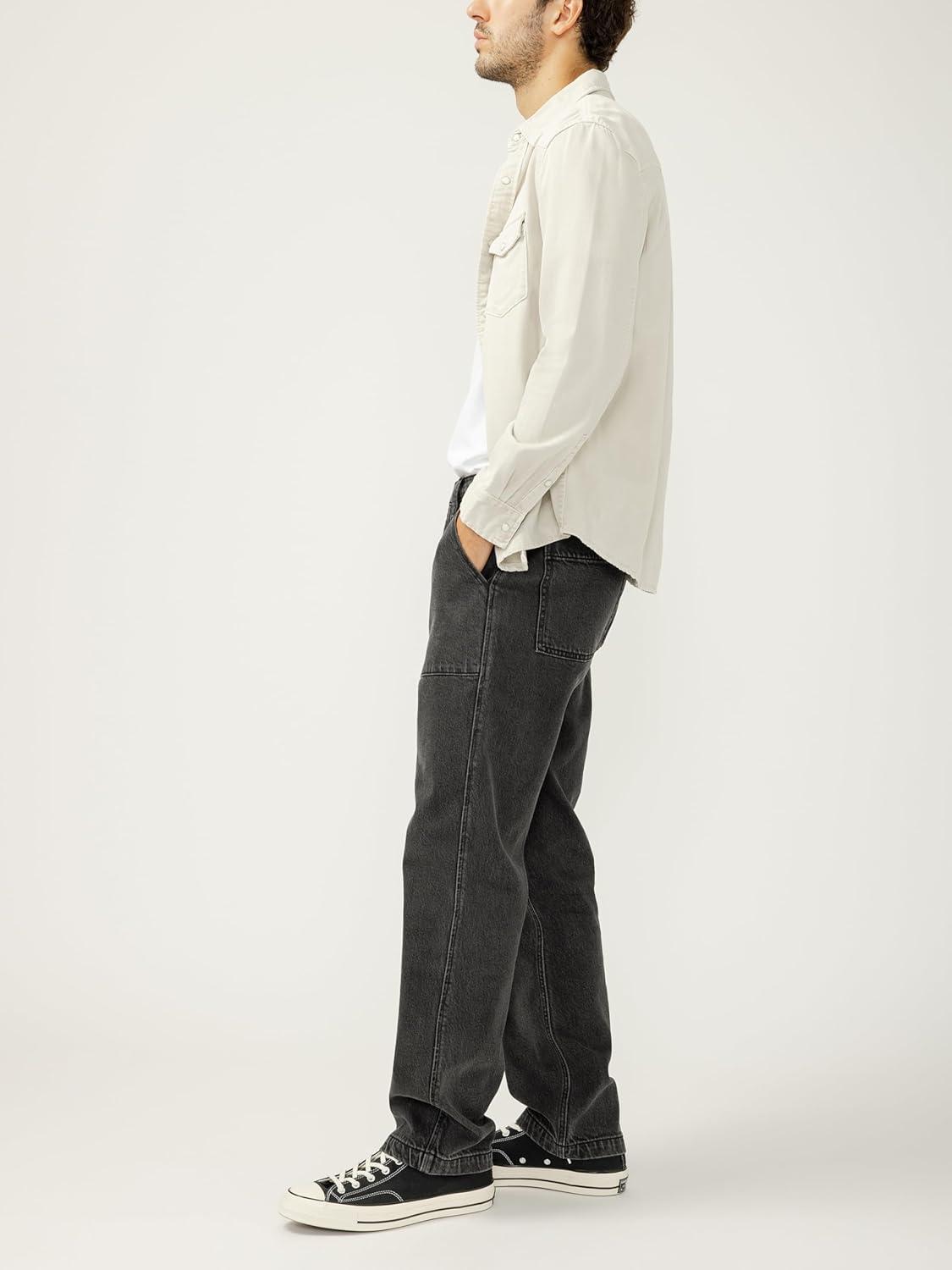 image:imageSilver Jeans Co Mens Relaxed Fit Straight Leg Utility JeansDark Wash Adb567