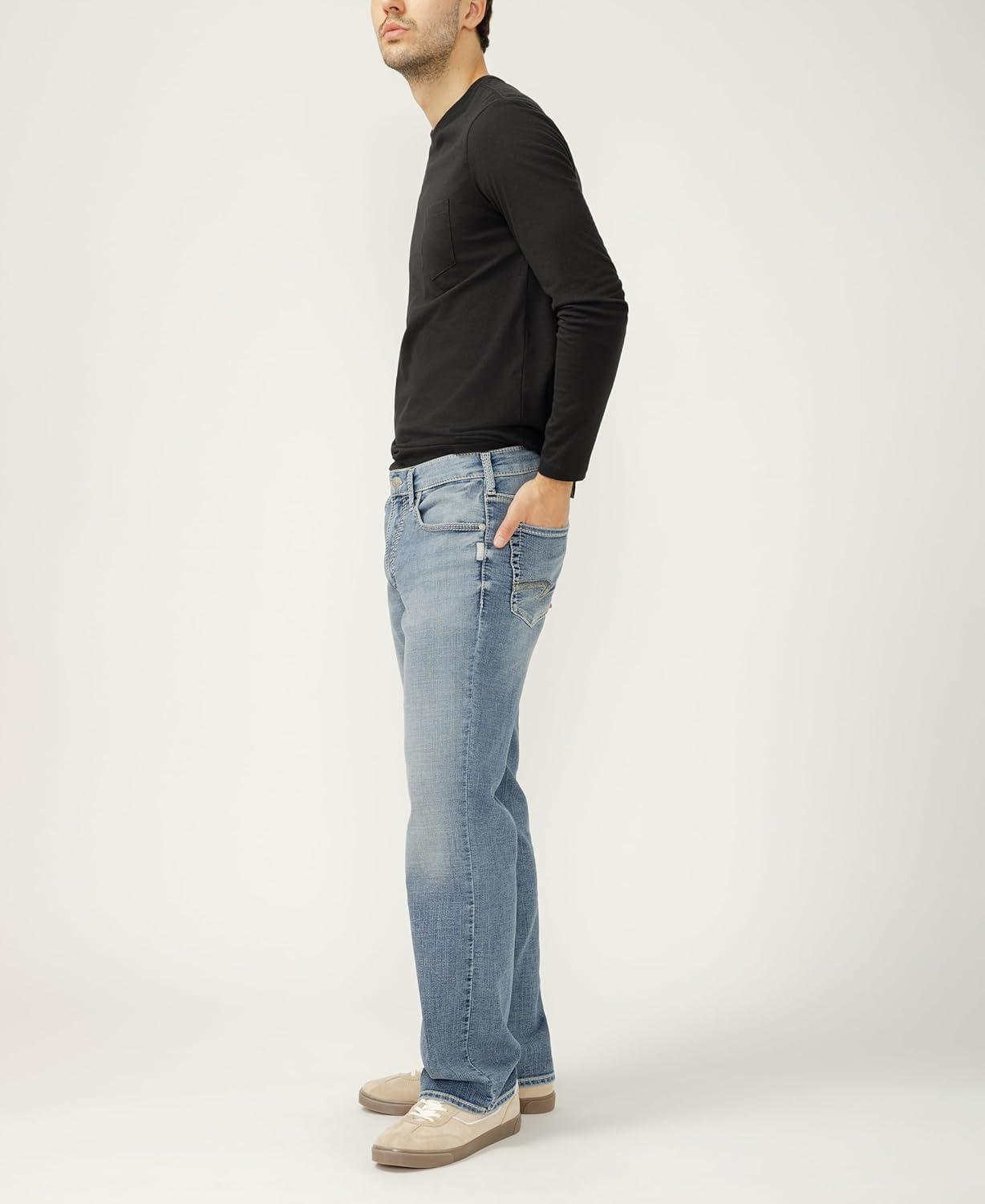 image:imageSilver Jeans Co Mens Zac Relaxed Fit Straight Leg JeansKnit Flex Med Wash Ewk224
