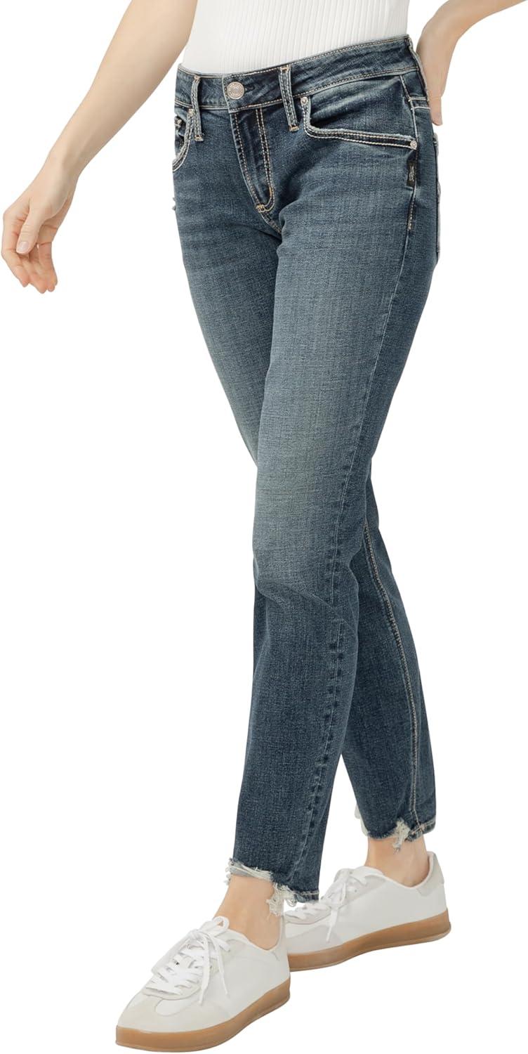 image:imageSilver Jeans Co Womens Boyfriend Mid Rise Slim Leg JeansBobbie