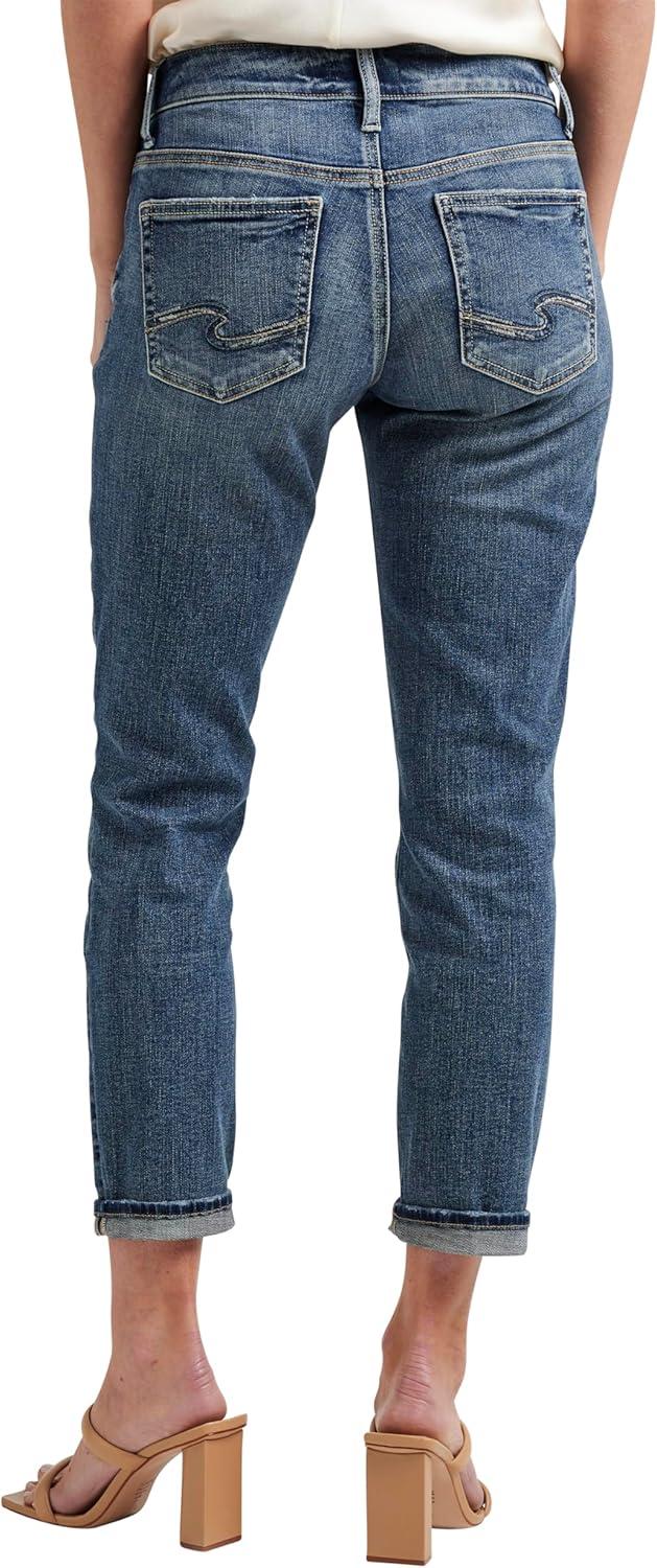 image:imageSilver Jeans Co Womens Boyfriend Mid Rise Slim Leg JeansMed Wash Scv302