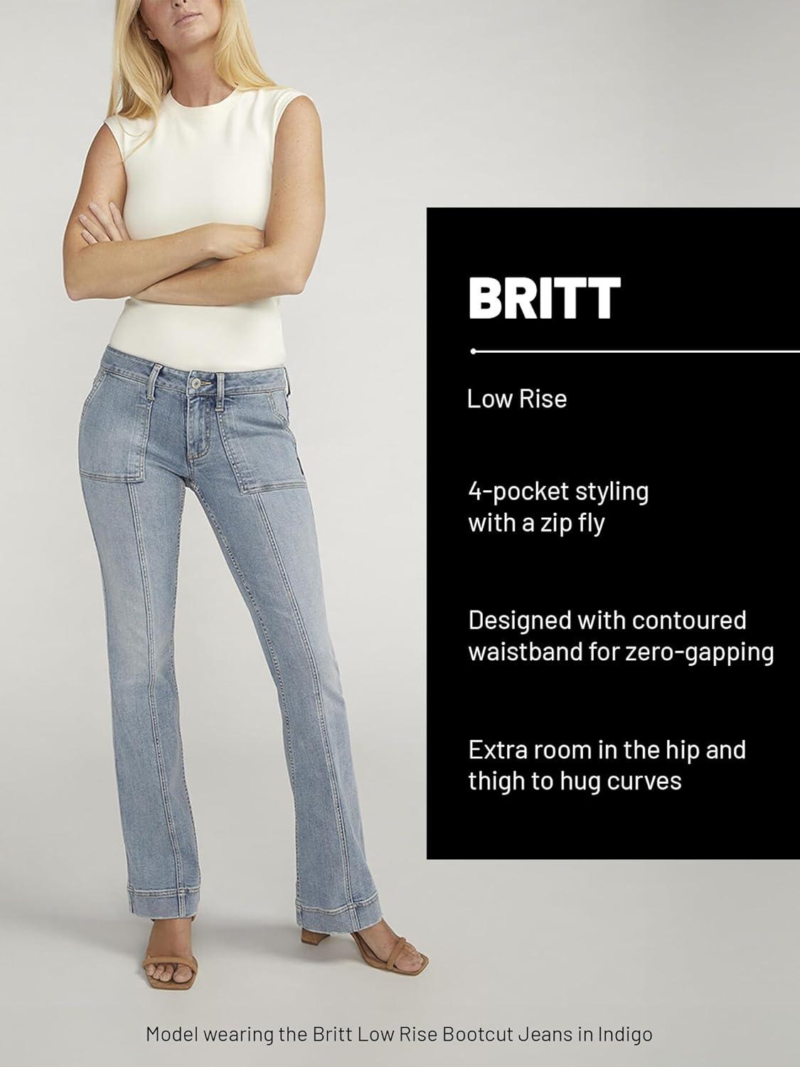 image:imageSilver Jeans Co Womens Britt Low Rise Curvy Fit Straight Leg Jeans LegacyDark Wash Ecf498