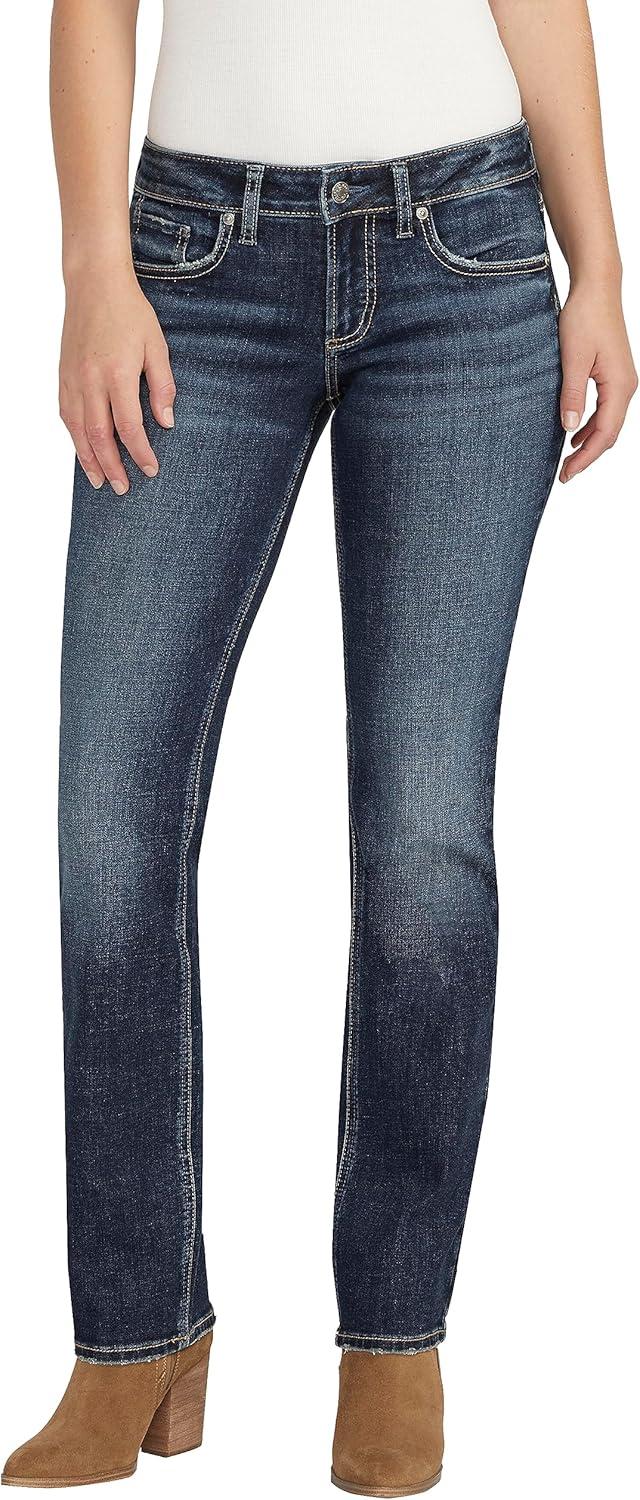 image:imageSilver Jeans Co Womens Britt Low Rise Curvy Fit Straight Leg Jeans LegacyDark Wash Ecf498