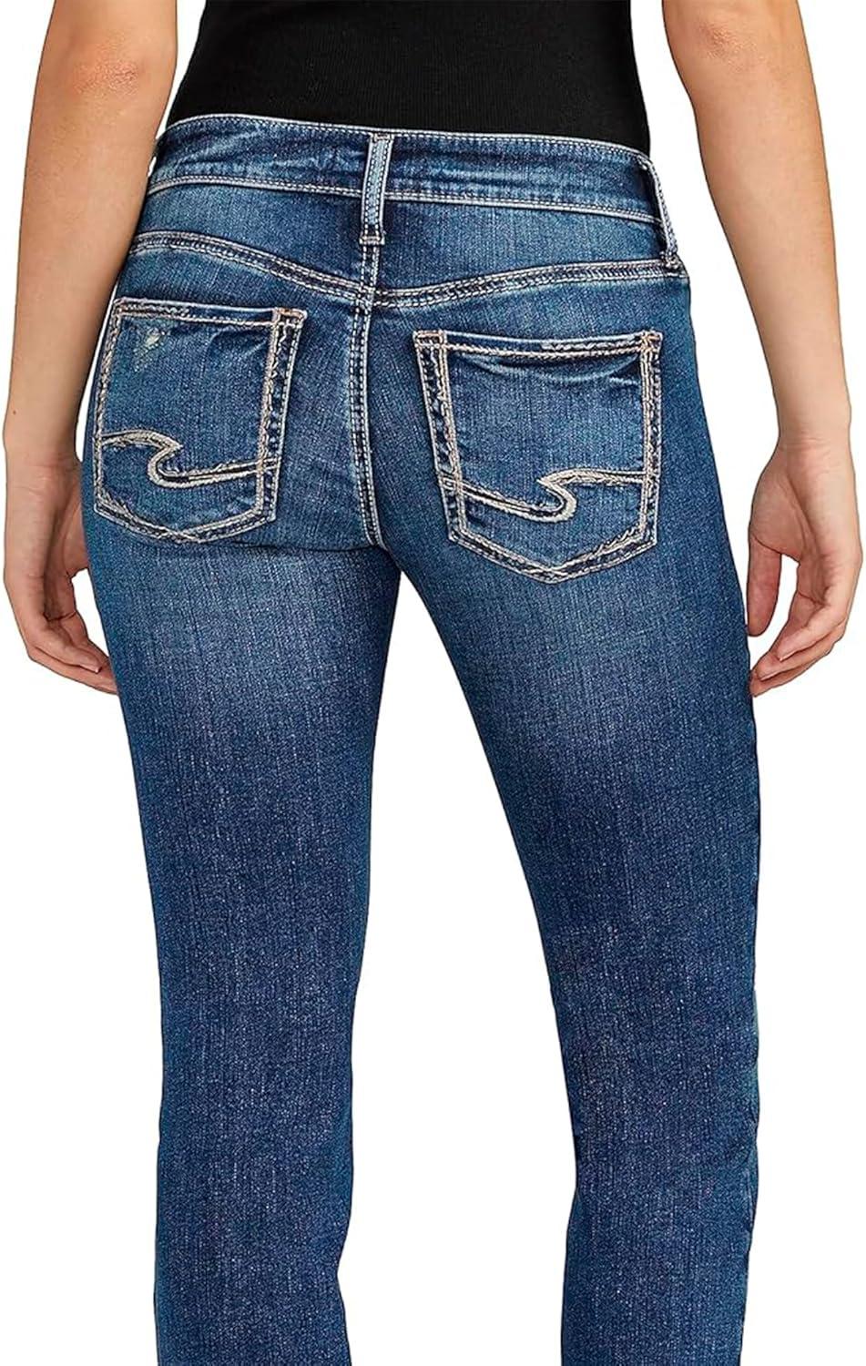 image:imageSilver Jeans Co Womens Britt Low Rise Curvy Fit Straight Leg Jeans LegacyMed Wash Scv305