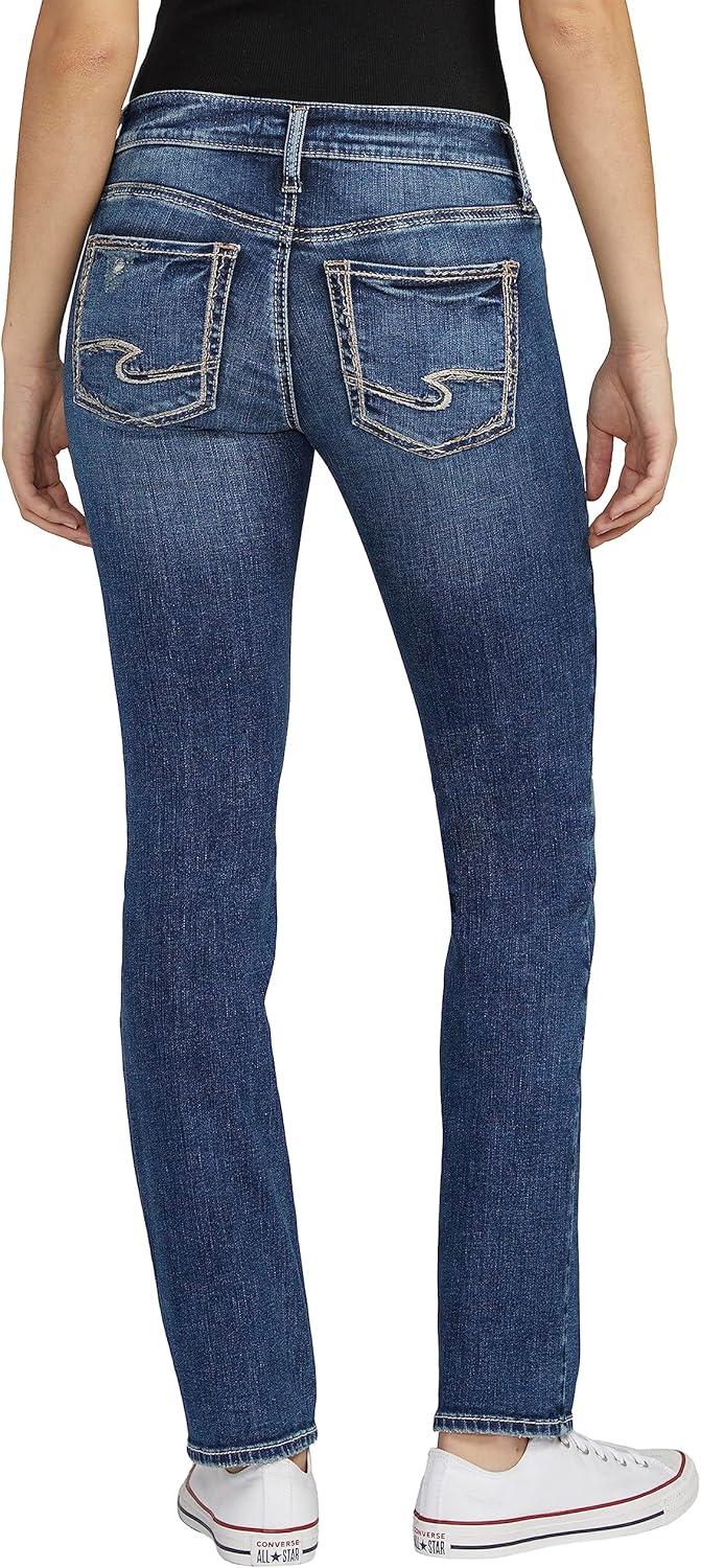 image:imageSilver Jeans Co Womens Britt Low Rise Curvy Fit Straight Leg Jeans LegacyMed Wash Scv305
