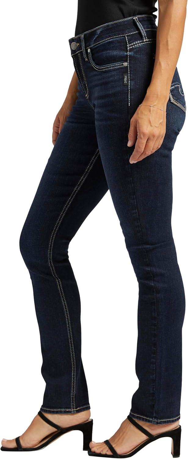 image:imageSilver Jeans Co Womens Elyse Mid Rise Straight Leg JeansDark Indigo Wash