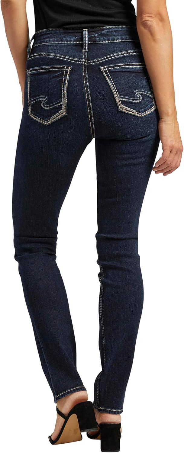 image:imageSilver Jeans Co Womens Elyse Mid Rise Straight Leg JeansDark Indigo Wash