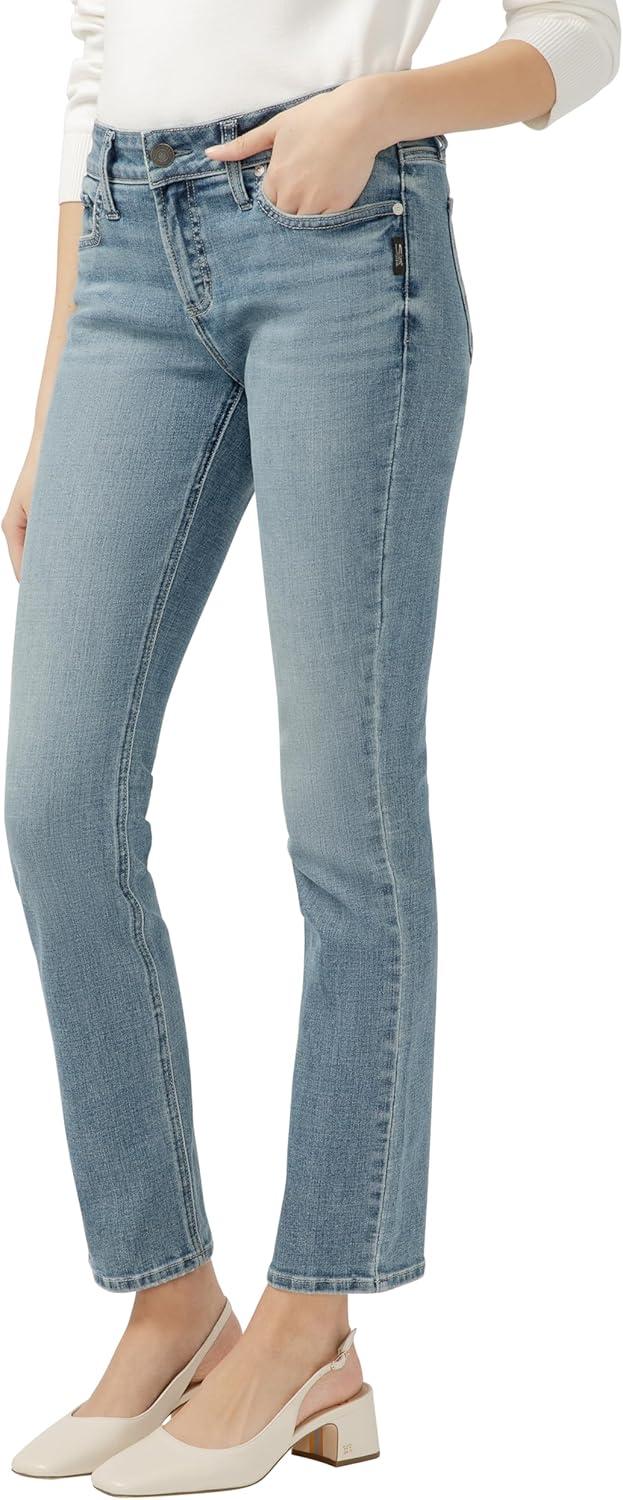 image:imageSilver Jeans Co Womens Elyse Mid Rise Straight Leg JeansMed Wash
