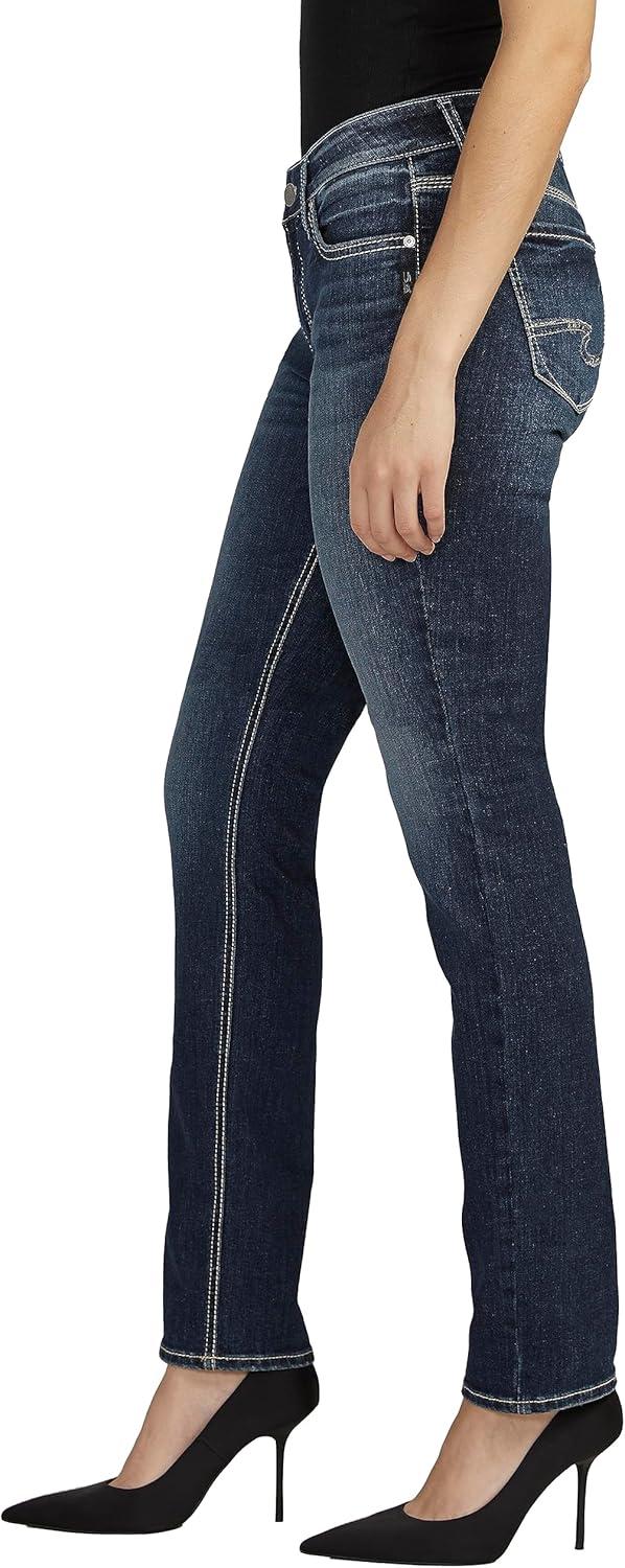 image:imageSilver Jeans Co Womens Elyse Mid Rise Straight Leg JeansMed Wash Ekc370