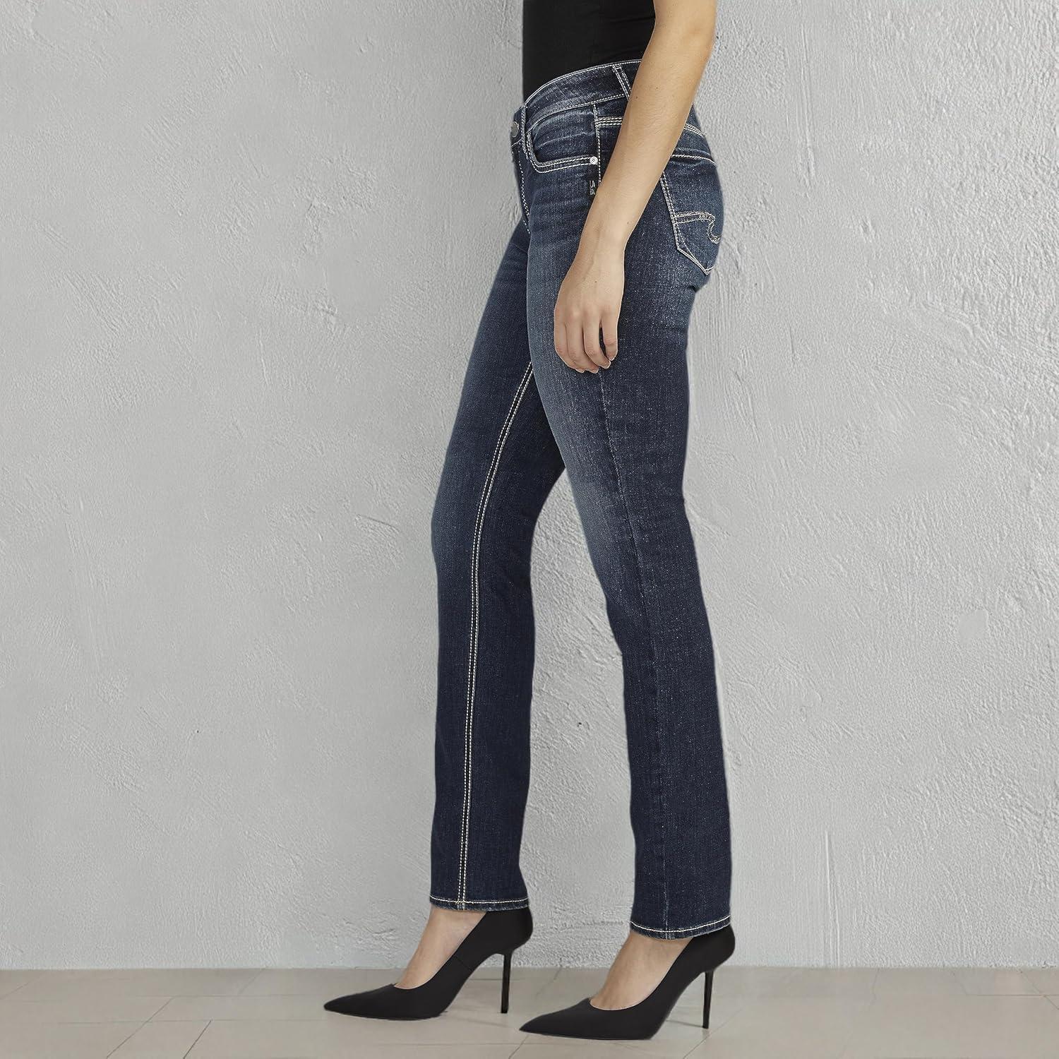 image:imageSilver Jeans Co Womens Elyse Mid Rise Straight Leg JeansMed Wash Ekc370
