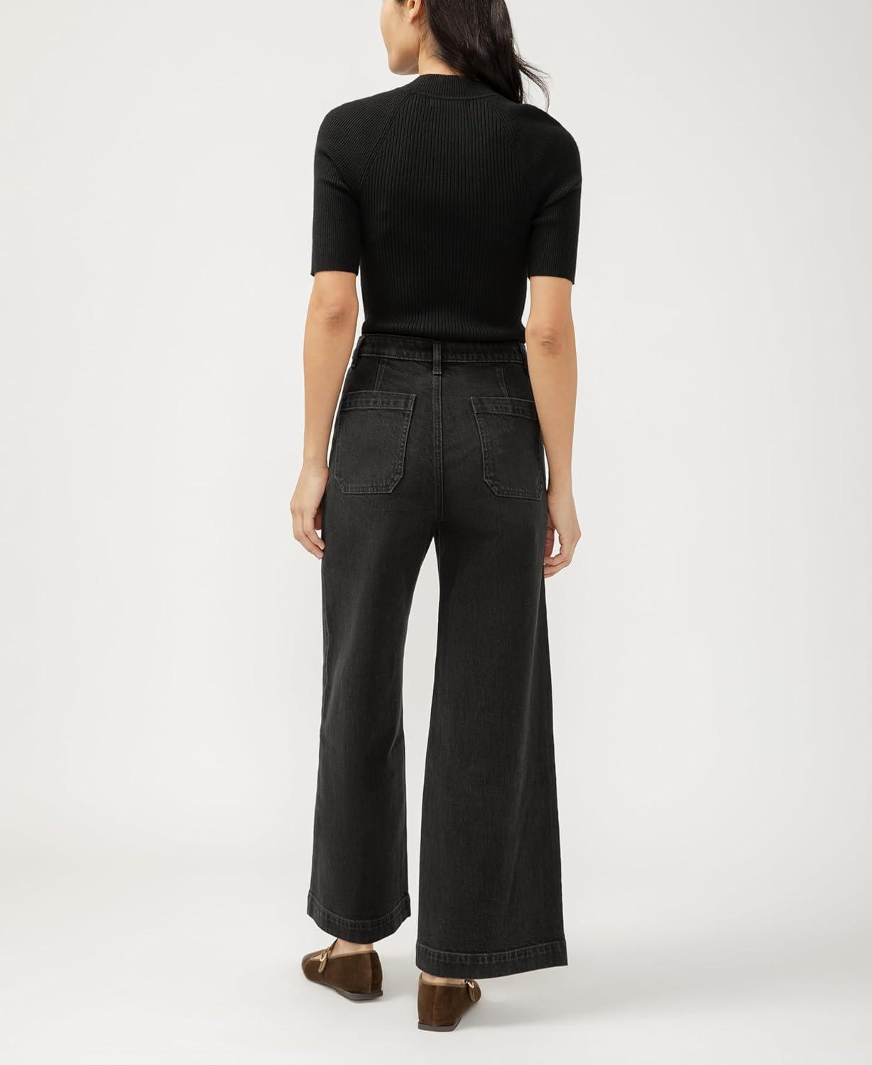 image:imageSilver Jeans Co Womens High Rise Ankle Wide Leg JeansEbony