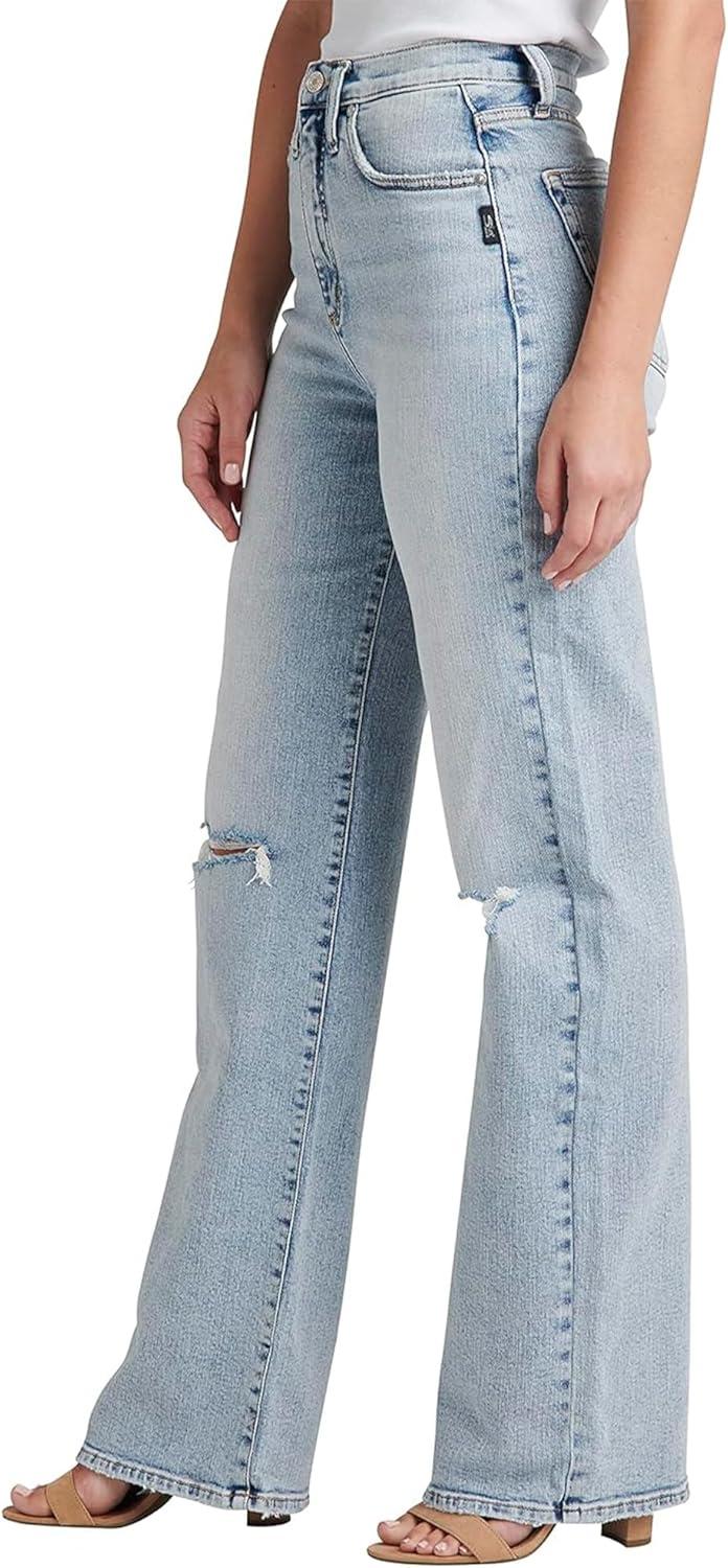 image:imageSilver Jeans Co Womens Highly Desirable High Rise Trouser Leg JeansLight Wash Soc105
