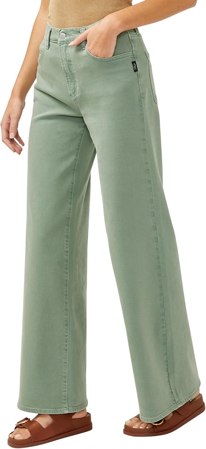 image:imageSilver Jeans Co Womens Highly Desirable High Rise Wide Leg JeansSage Green