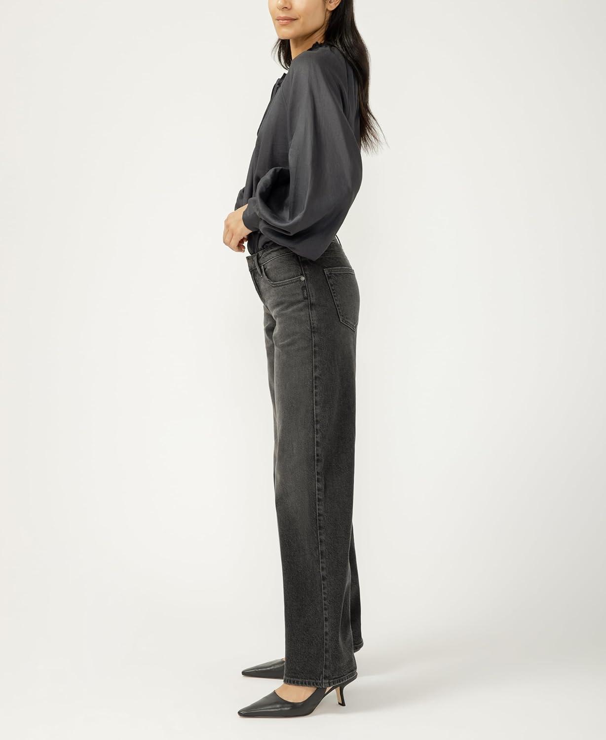 image:imageSilver Jeans Co Womens Loose amp Low Rise Straight Leg JeansBlack