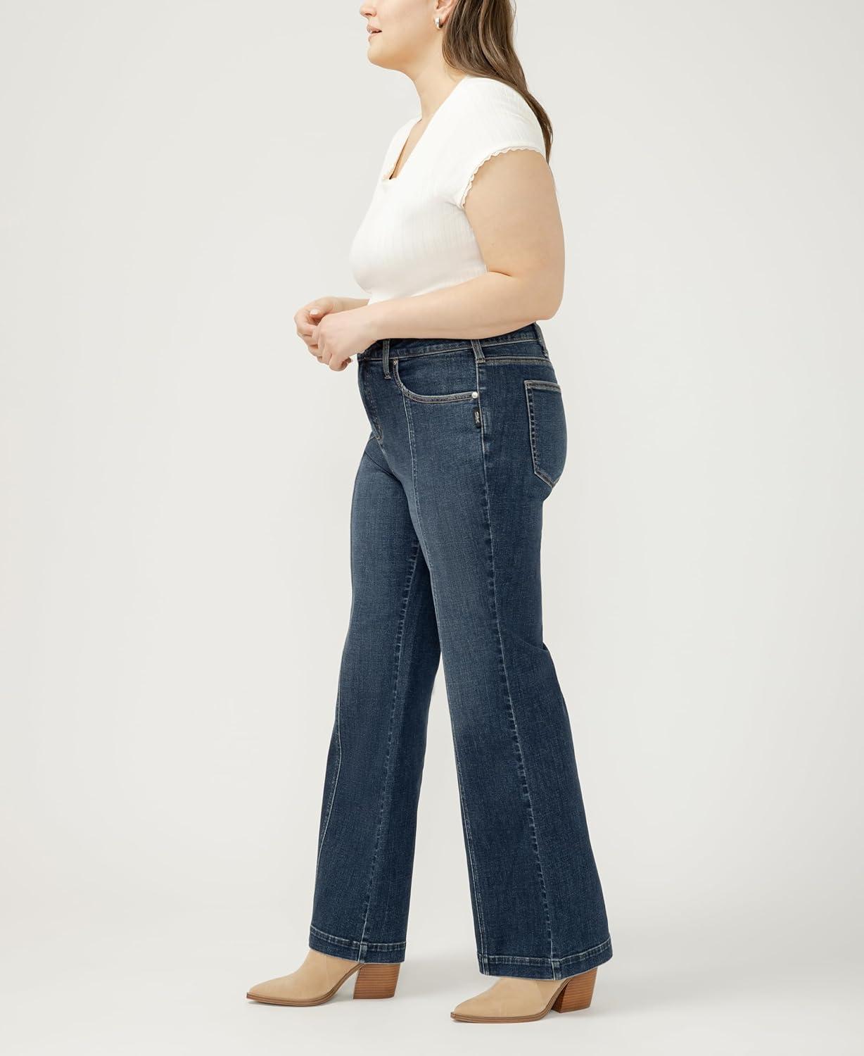 image:imageSilver Jeans Co Womens Plus Size Avery High Rise Trouser Leg Jeans Medium Wash 22W x 33L