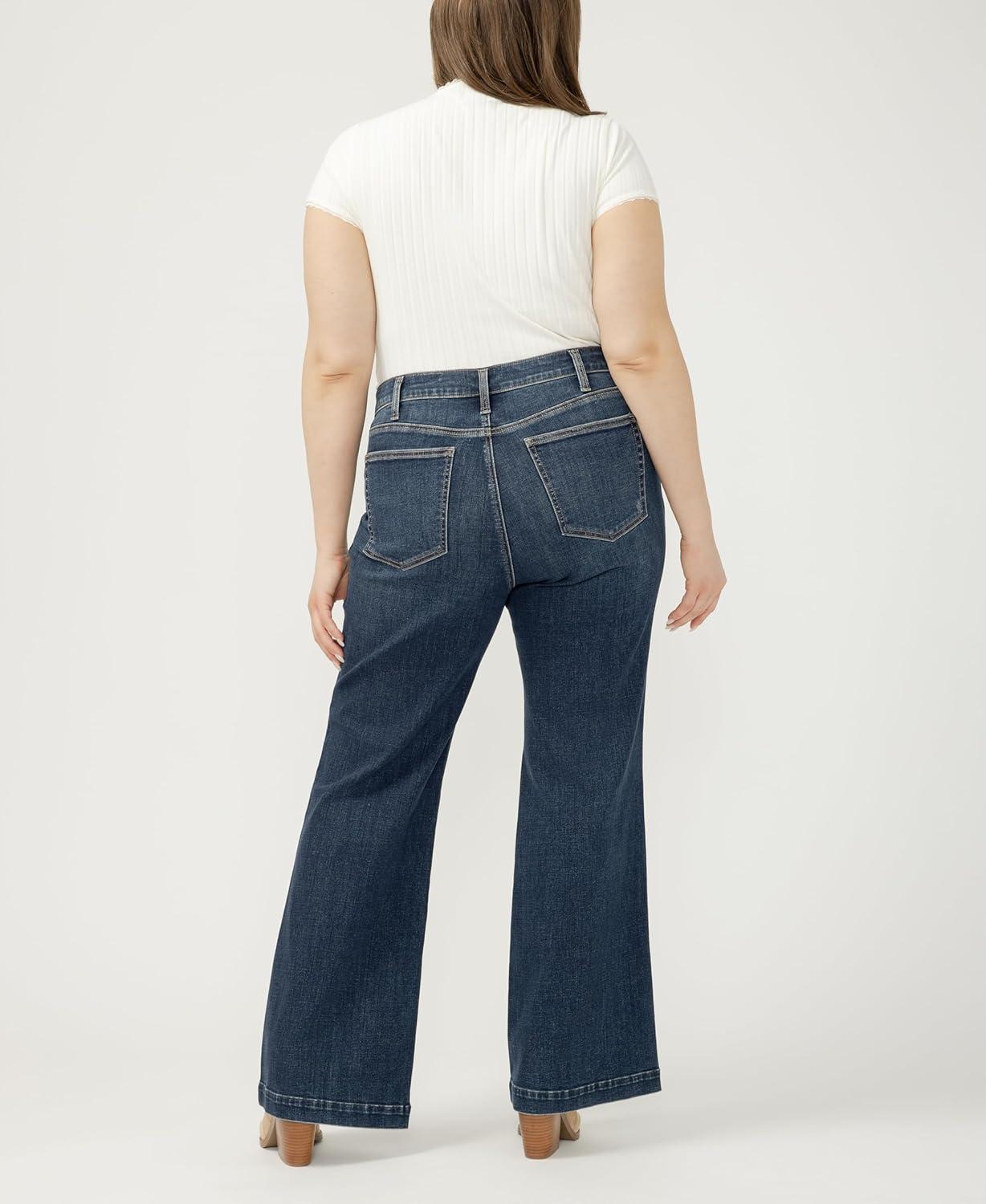 image:imageSilver Jeans Co Womens Plus Size Avery High Rise Trouser Leg Jeans Medium Wash 22W x 33L