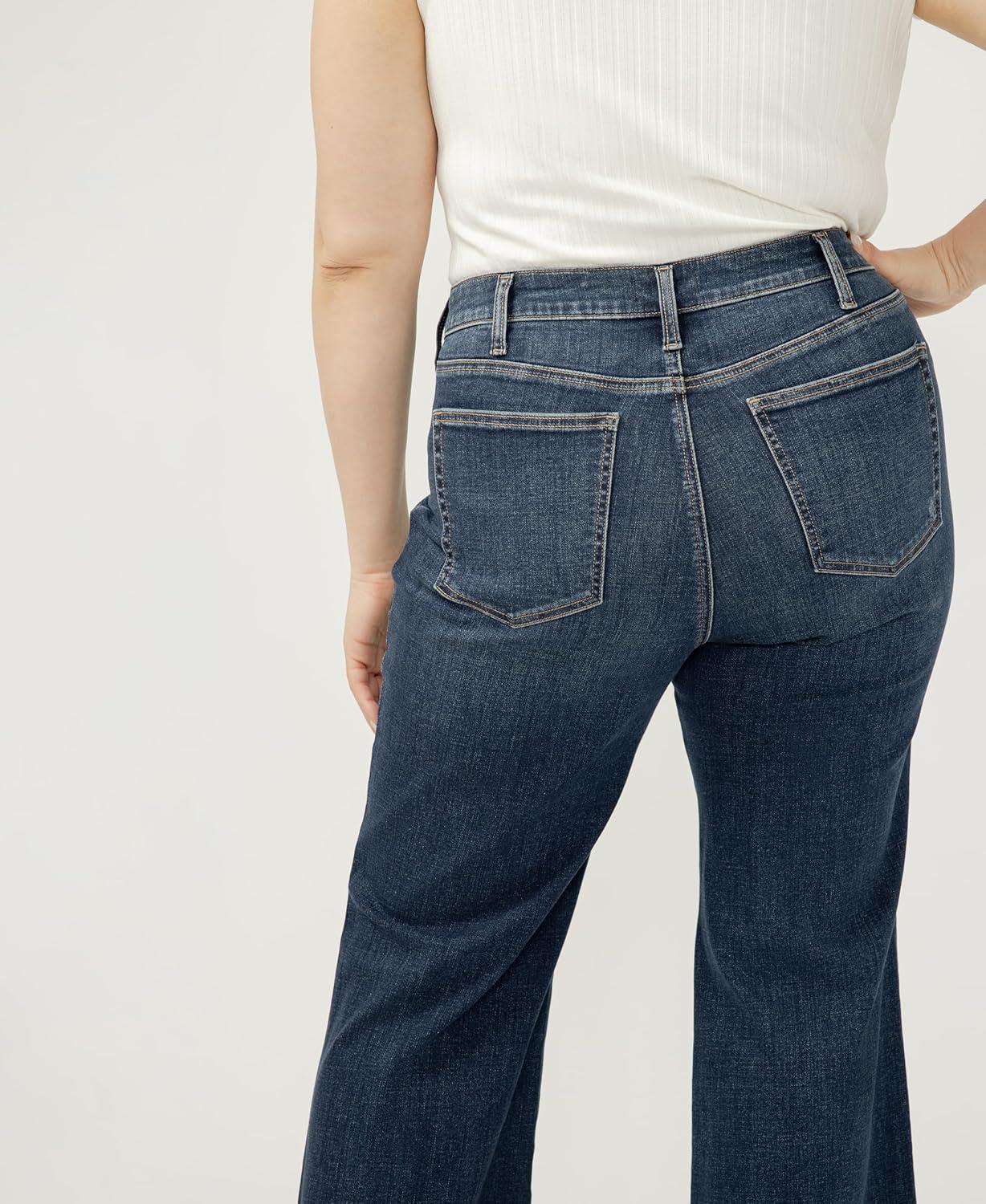 image:imageSilver Jeans Co Womens Plus Size Avery High Rise Trouser Leg Jeans Medium Wash 22W x 33L