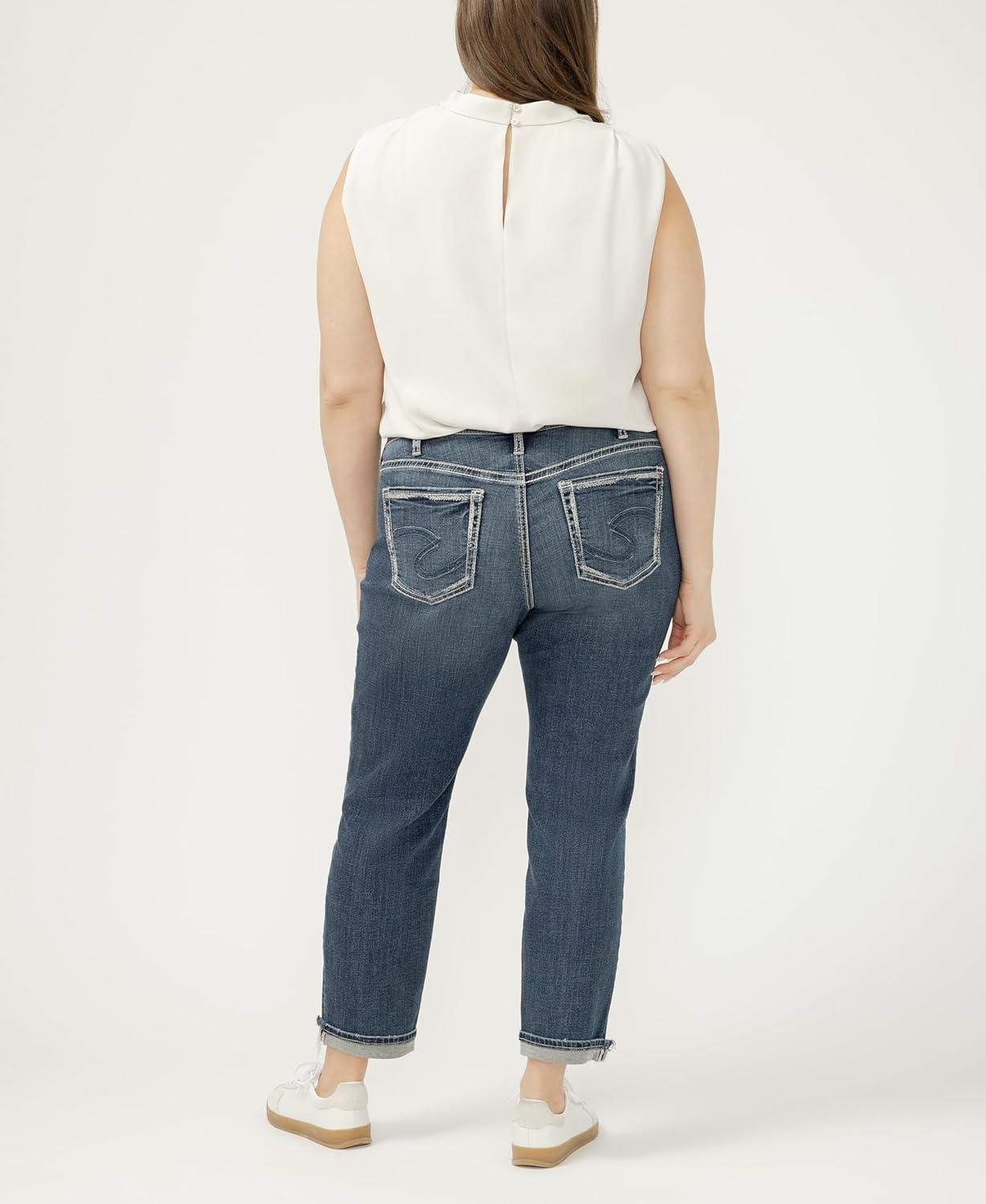 image:imageSilver Jeans Co Womens Plus Size Boyfriend Mid Rise Slim Leg JeansBobbie