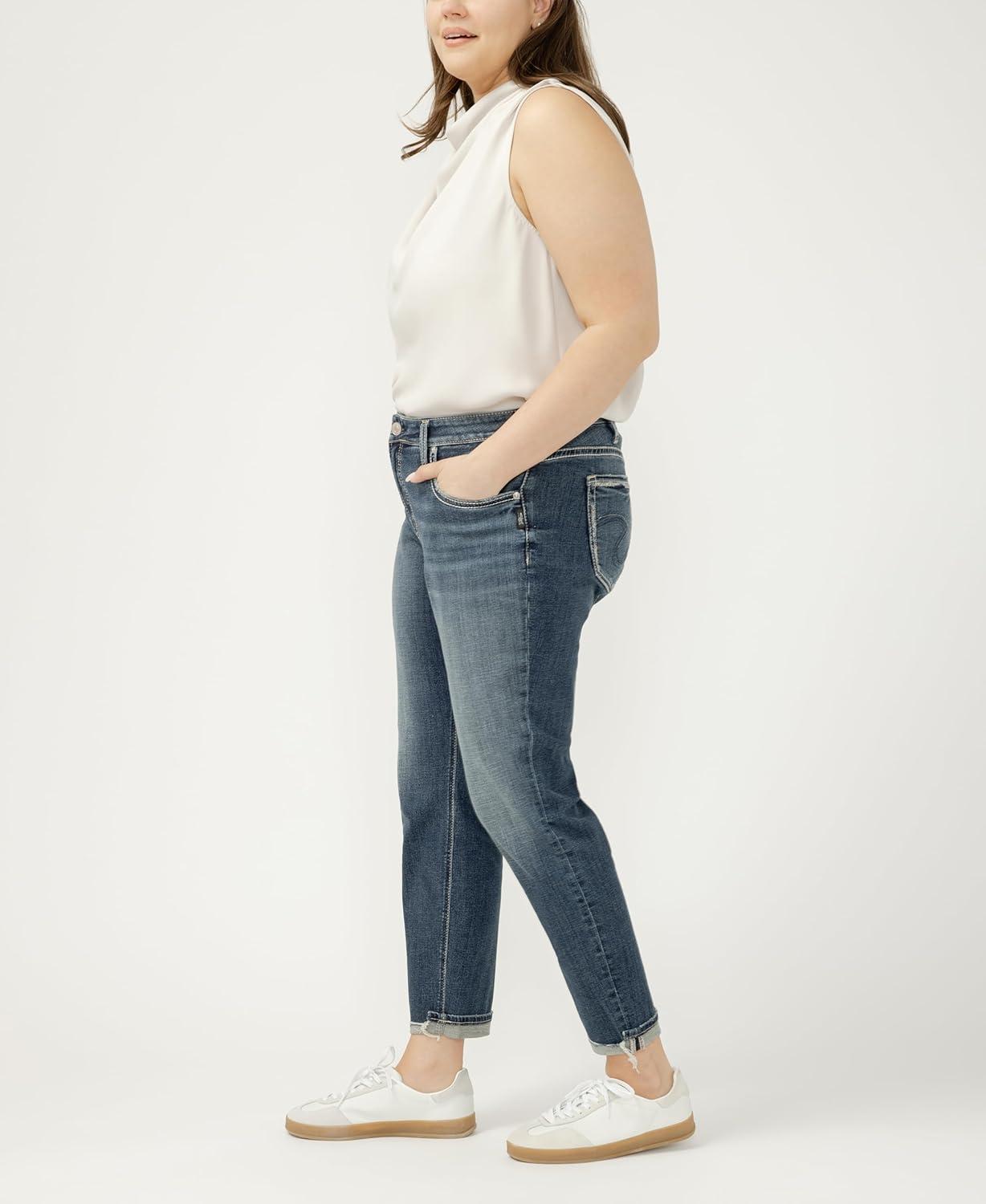 image:imageSilver Jeans Co Womens Plus Size Boyfriend Mid Rise Slim Leg JeansBobbie