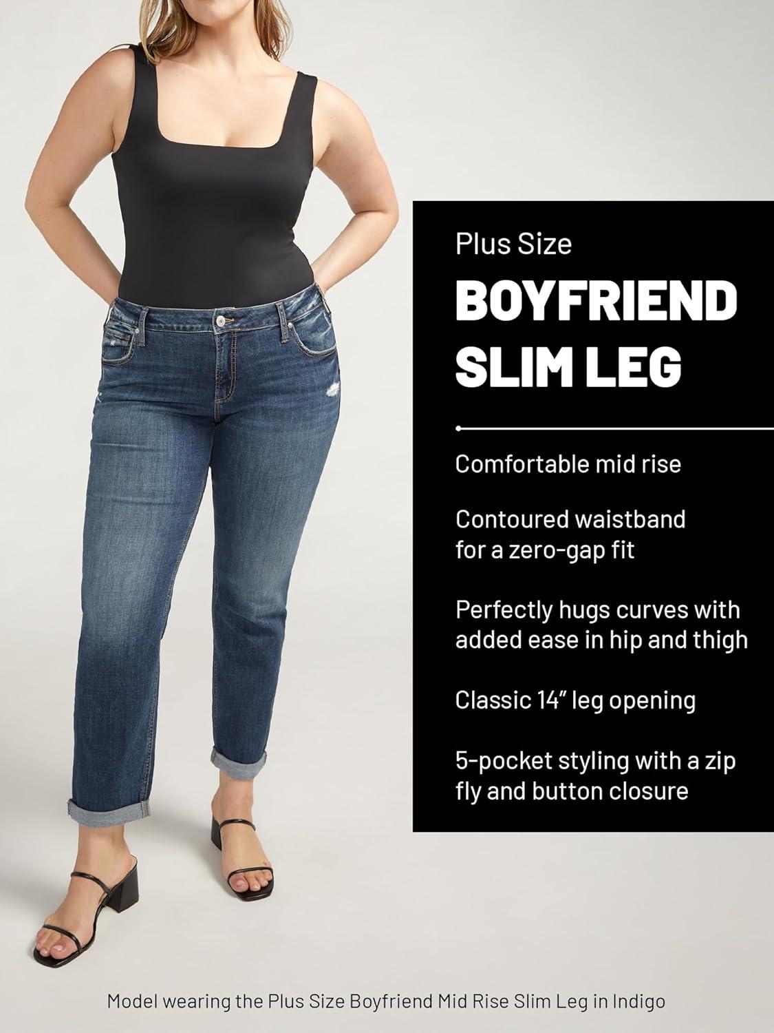 image:imageSilver Jeans Co Womens Plus Size Boyfriend Mid Rise Slim Leg JeansBobbie