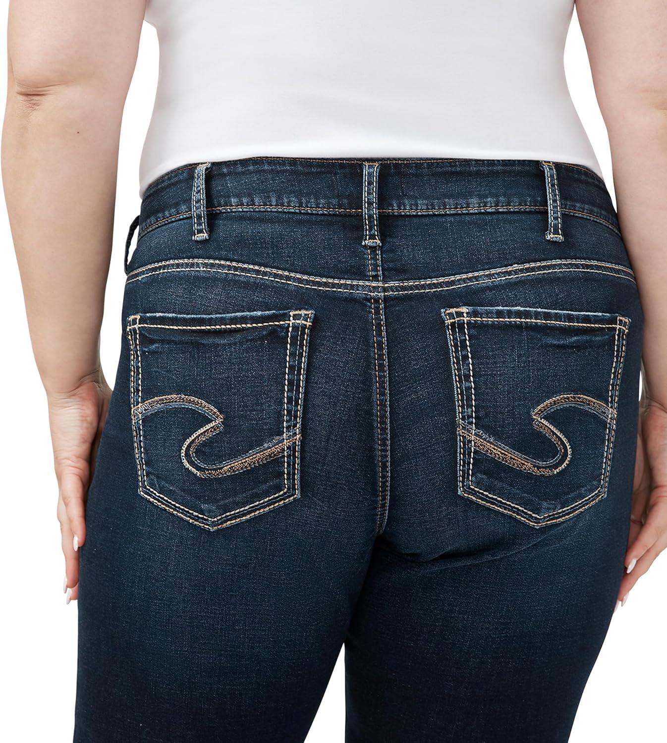 image:imageSilver Jeans Co Womens Plus Size Boyfriend Mid Rise Slim Leg JeansDark Wash