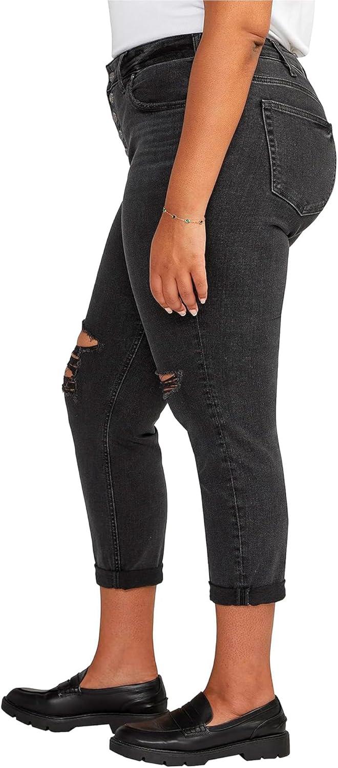 image:imageSilver Jeans Co Womens Plus Size Boyfriend Mid Rise Slim Leg JeansDark Wash Abs538
