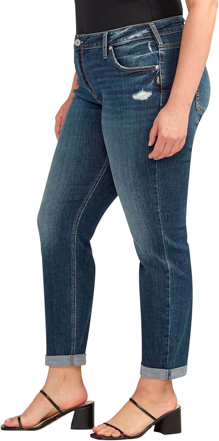 image:imageSilver Jeans Co Womens Plus Size Boyfriend Mid Rise Slim Leg JeansMed Wash Cvs310
