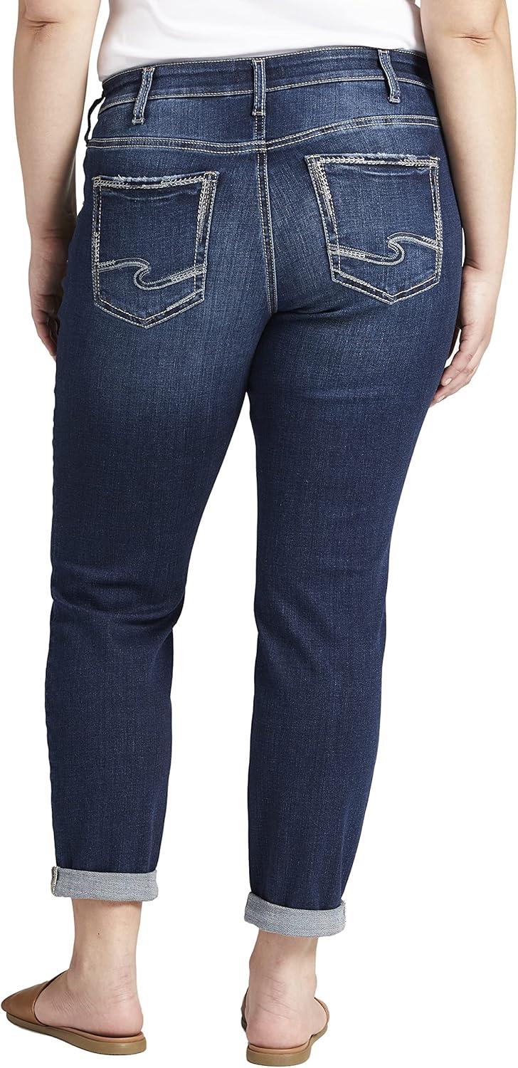 image:imageSilver Jeans Co Womens Plus Size Boyfriend Mid Rise Slim Leg JeansMed Wash Eae363