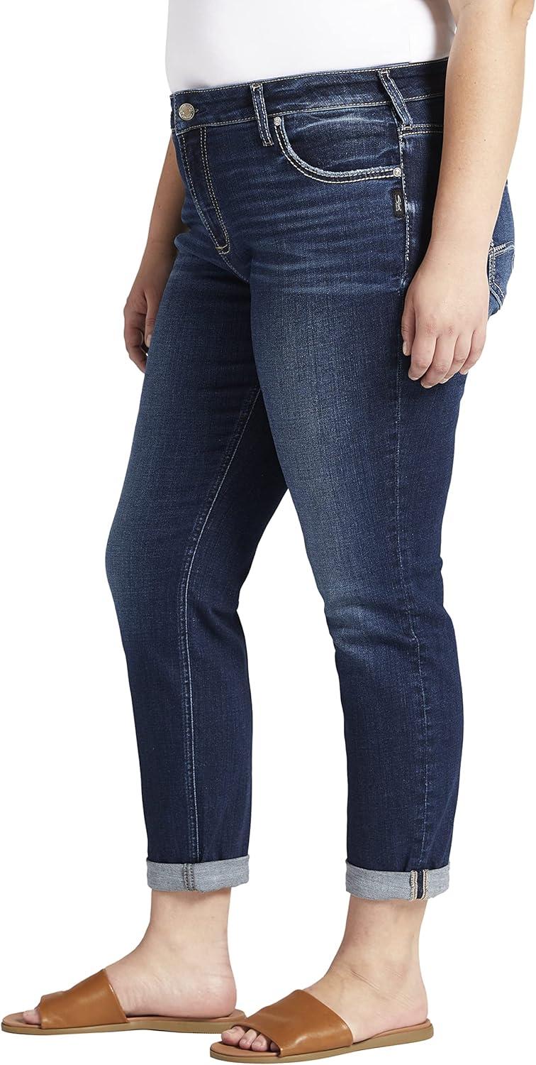 image:imageSilver Jeans Co Womens Plus Size Boyfriend Mid Rise Slim Leg JeansMed Wash Eae363