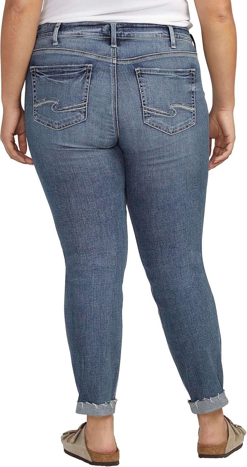 image:imageSilver Jeans Co Womens Plus Size Boyfriend Mid Rise Slim Leg JeansMed Wash Ecf378