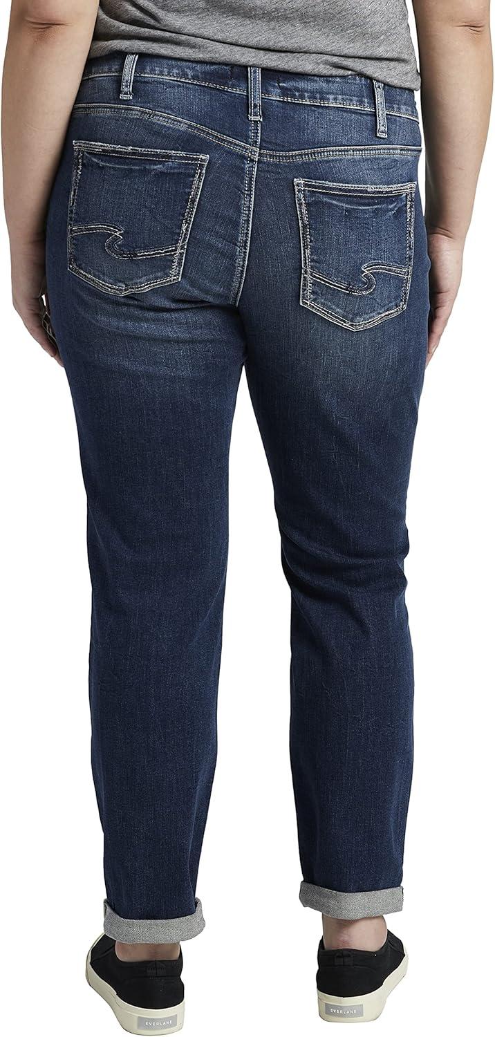 image:imageSilver Jeans Co Womens Plus Size Boyfriend Mid Rise Slim Leg JeansMed Wash Egx376