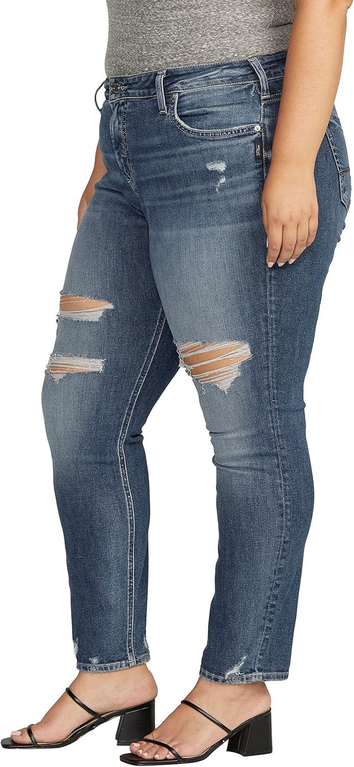 image:imageSilver Jeans Co Womens Plus Size Boyfriend Mid Rise Slim Leg JeansMed Wash Epx383