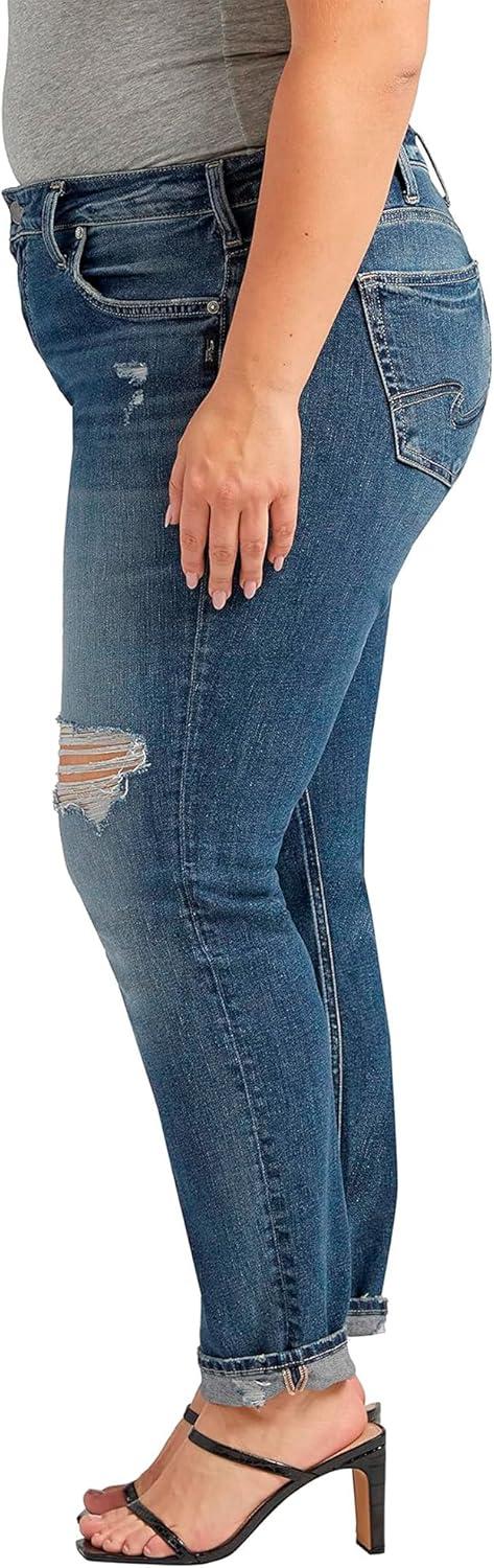 image:imageSilver Jeans Co Womens Plus Size Boyfriend Mid Rise Slim Leg JeansMed Wash Epx383