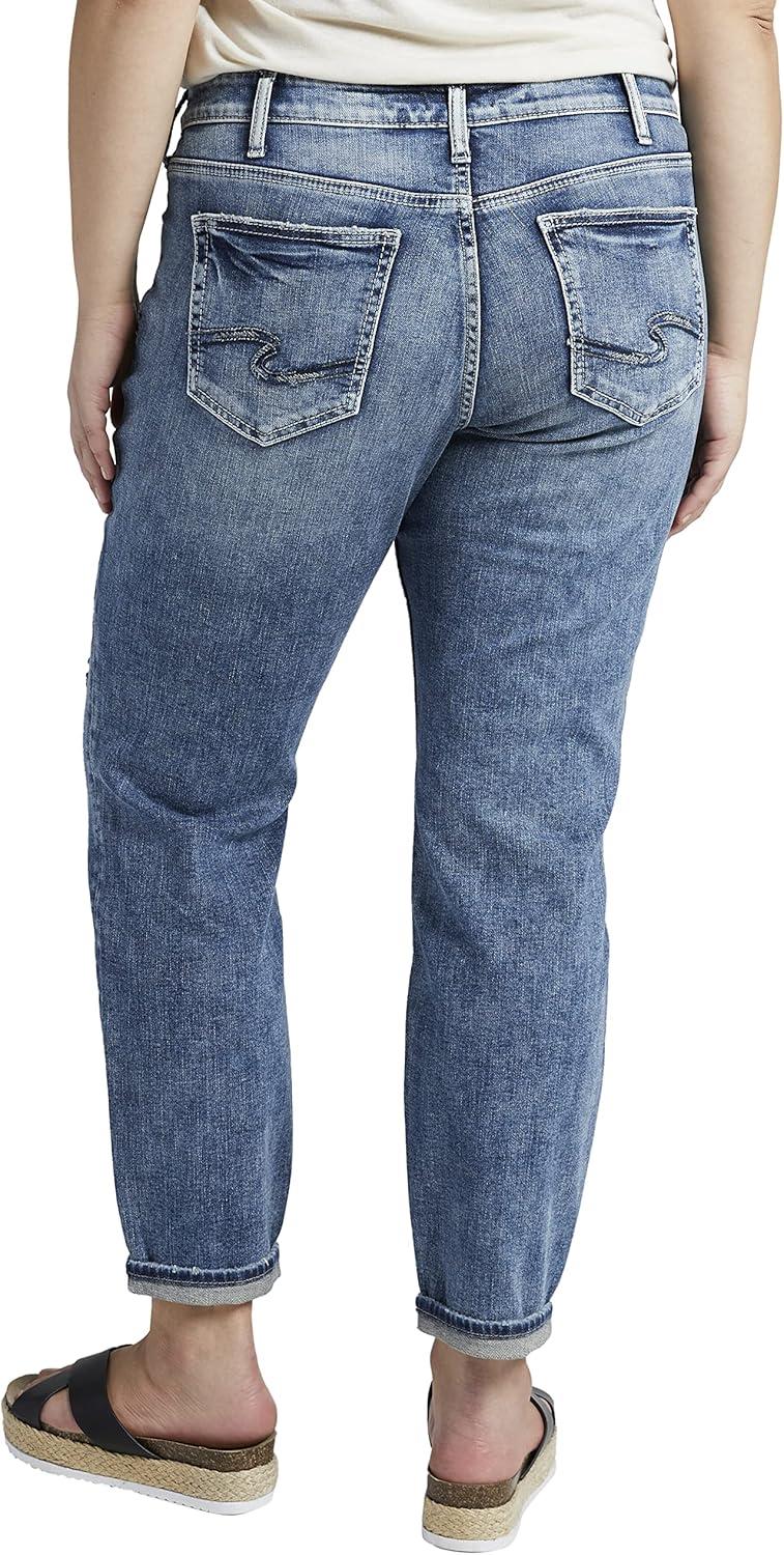 image:imageSilver Jeans Co Womens Plus Size Boyfriend Mid Rise Slim Leg JeansMed Wash Soc270