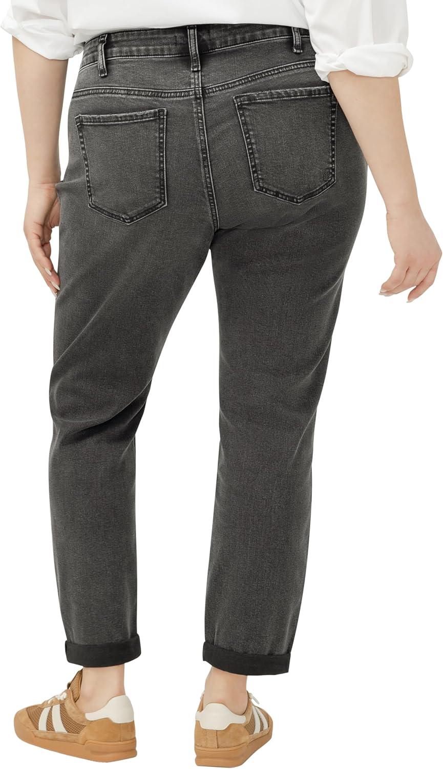 image:imageSilver Jeans Co Womens Plus Size Boyfriend Mid Rise Slim Leg JeansSmoke