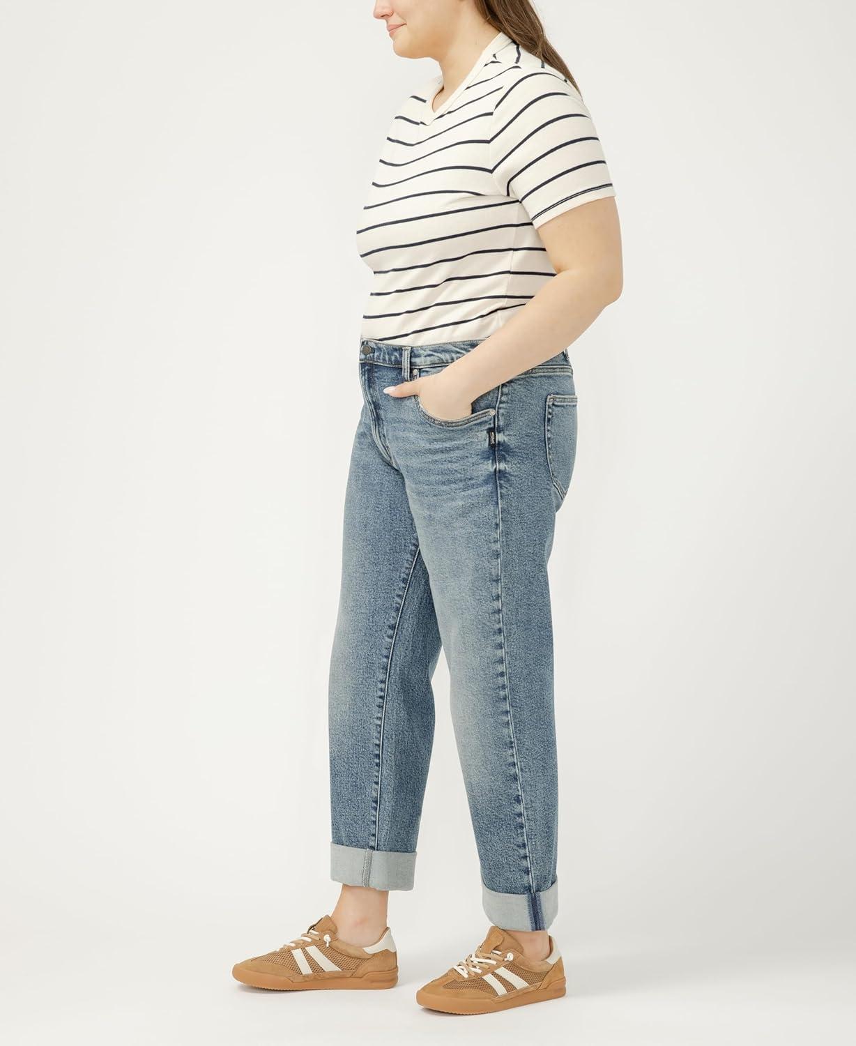 image:imageSilver Jeans Co Womens Plus Size Relaxed Mid Rise Straight Leg JeansWillow