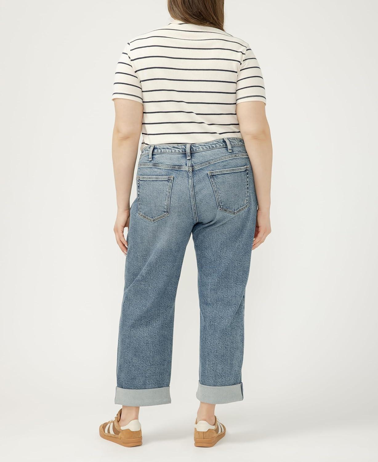 image:imageSilver Jeans Co Womens Plus Size Relaxed Mid Rise Straight Leg JeansWillow
