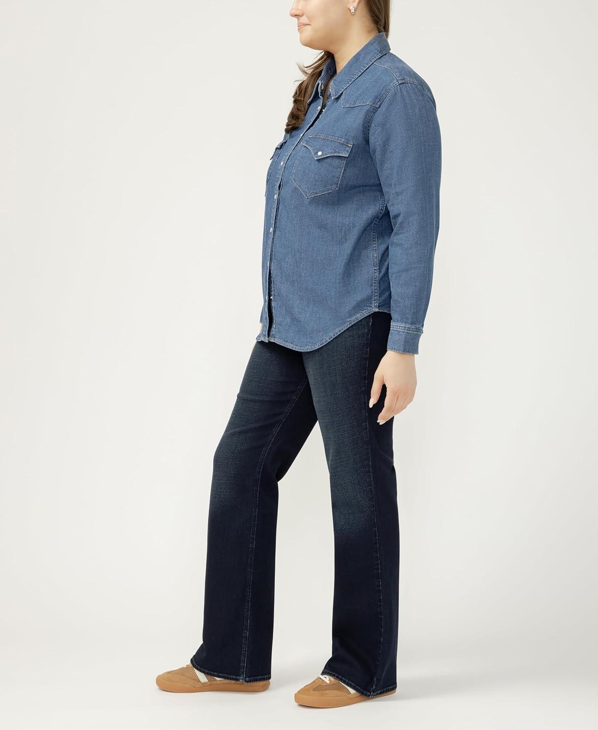 image:imageSilver Jeans Co Womens Plus Size Womens Western Denim ShirtCanary