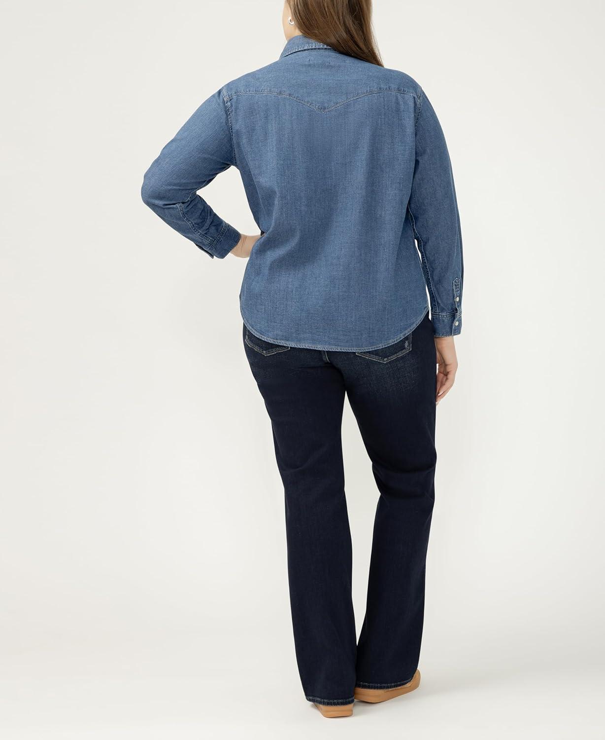 image:imageSilver Jeans Co Womens Plus Size Womens Western Denim ShirtCanary
