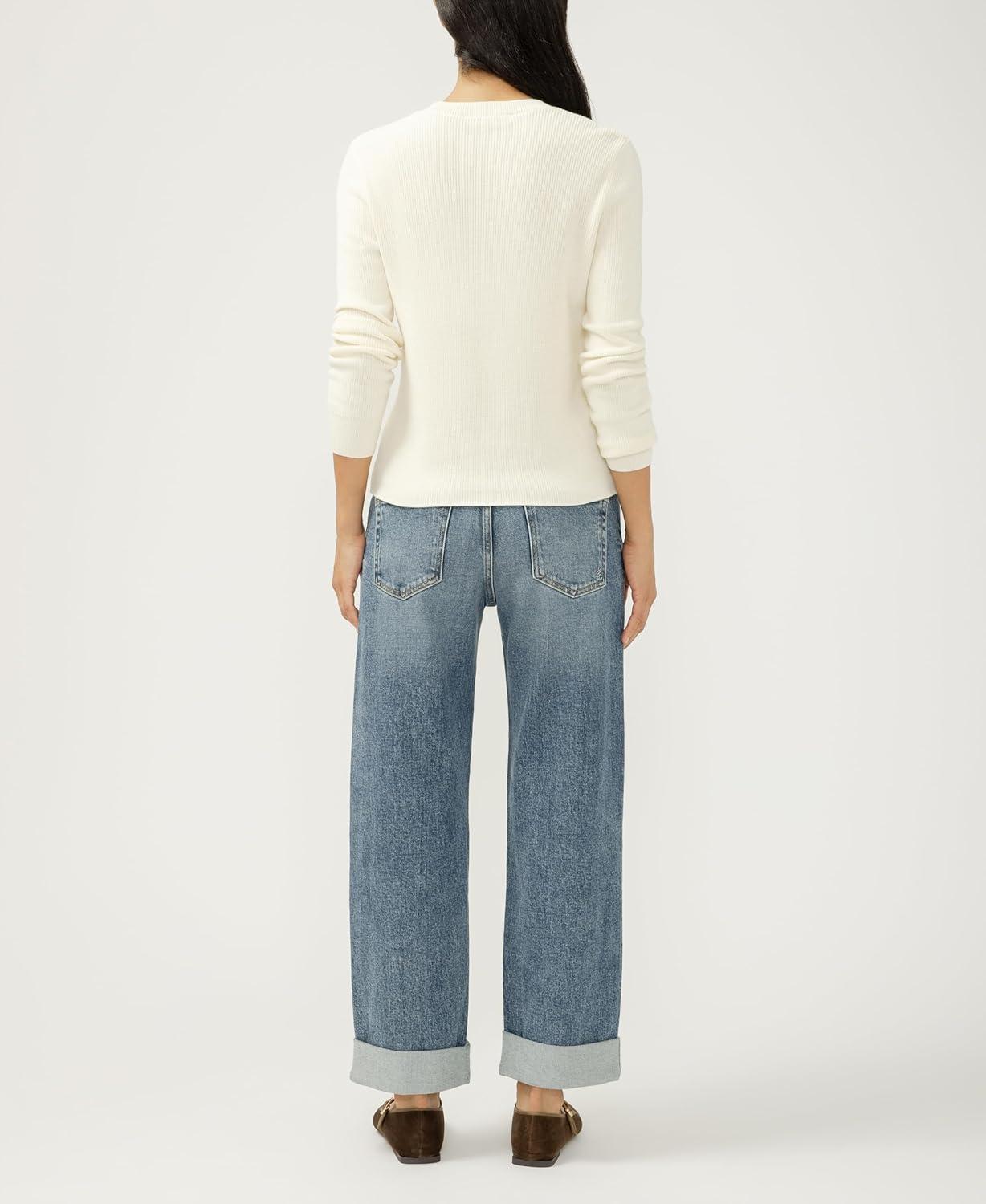 image:imageSilver Jeans Co Womens Relaxed Mid Rise Straight Leg JeansWillow