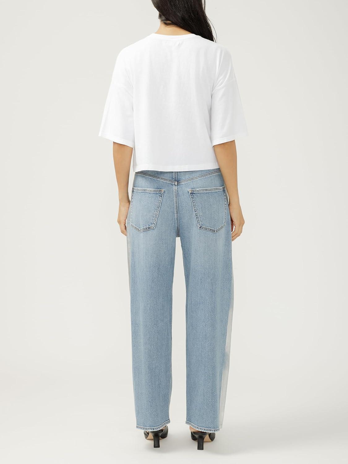 image:imageSilver Jeans Co Womens Silver Coated Be Easy High Rise Wide Leg JeansClapham