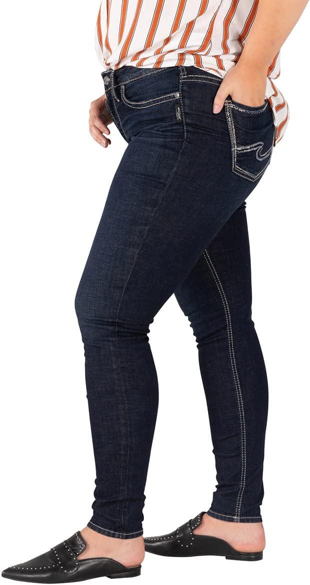 image:imageSilver Jeans Co Womens Suki Mid Rise Curvy Fit Skinny JeansClean Dark Rinse