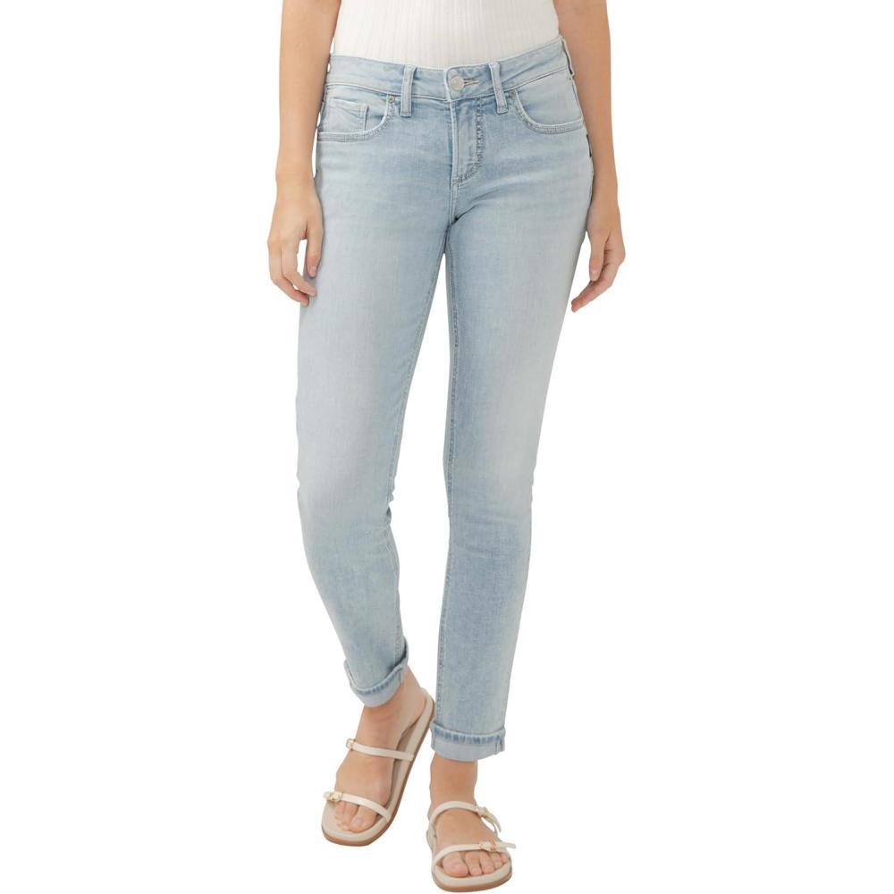 image:imageSilver Jeans Co Girlfriend Mid Rise Skinny JeansLight Indigo Wash