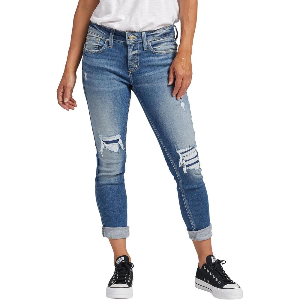 image:imageSilver Jeans Co Girlfriend Mid Rise Skinny JeansMed Wash Caa239
