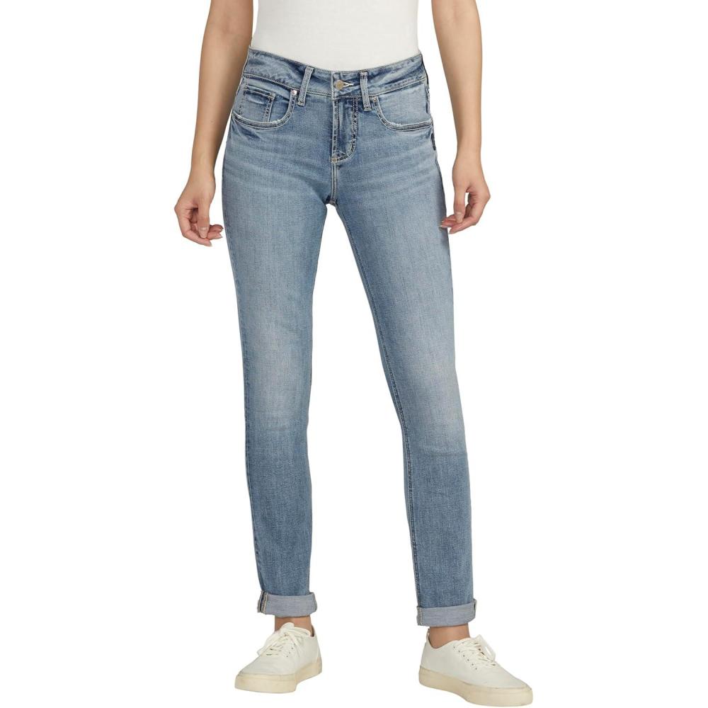 image:imageSilver Jeans Co Girlfriend Mid Rise Skinny JeansMed Wash Ecf241
